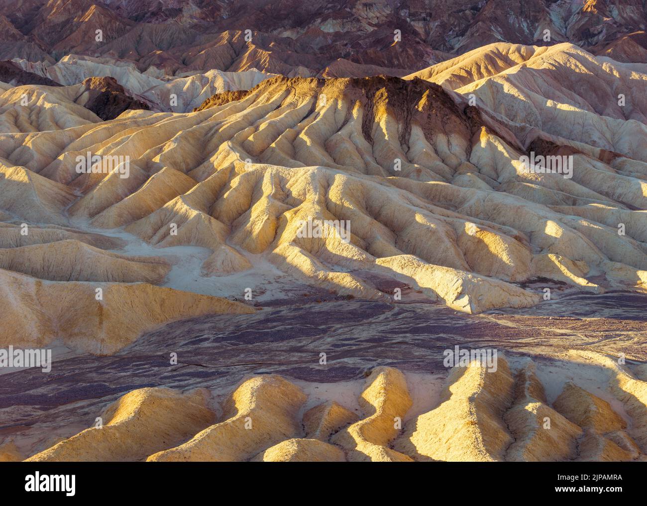 Lever du soleil, tôt le matin Zabriskie point, parc national de la Vallée de la mort, Californie, Amérique du Nord, États-Unis Banque D'Images