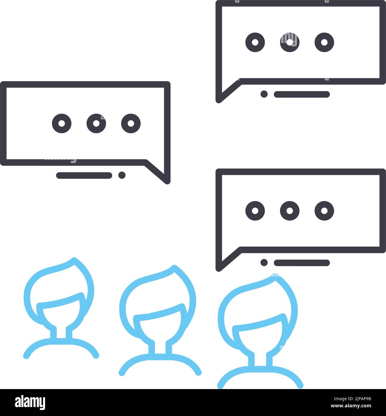 icône de ligne d'opinion publique, symbole de contour, illustration vectorielle, signe de concept Illustration de Vecteur