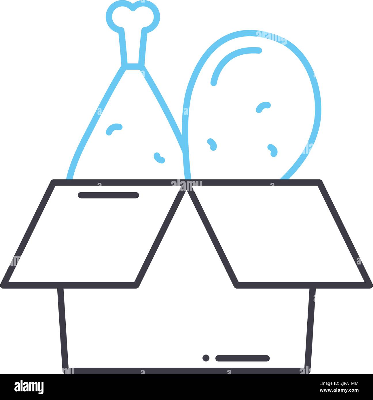 icône de la ligne de poulet frit, symbole de contour, illustration vectorielle, signe de concept Illustration de Vecteur