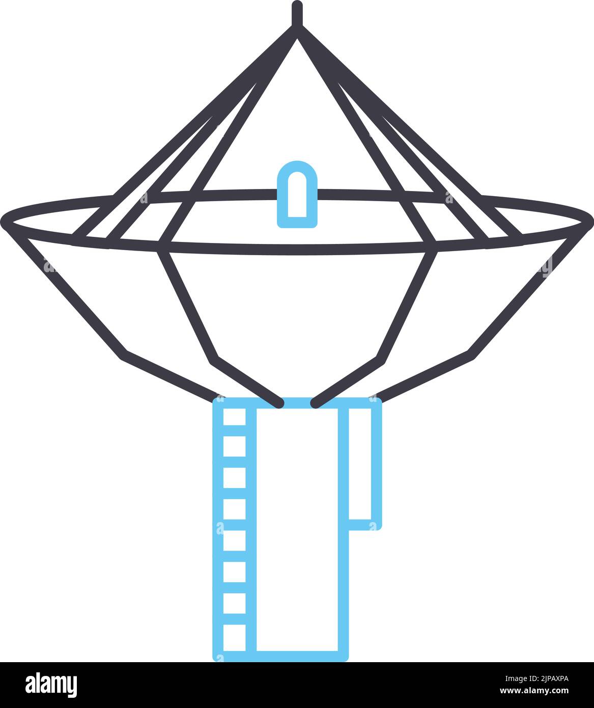 icône de ligne parabolique satellite, symbole de contour, illustration vectorielle, signe de concept Illustration de Vecteur
