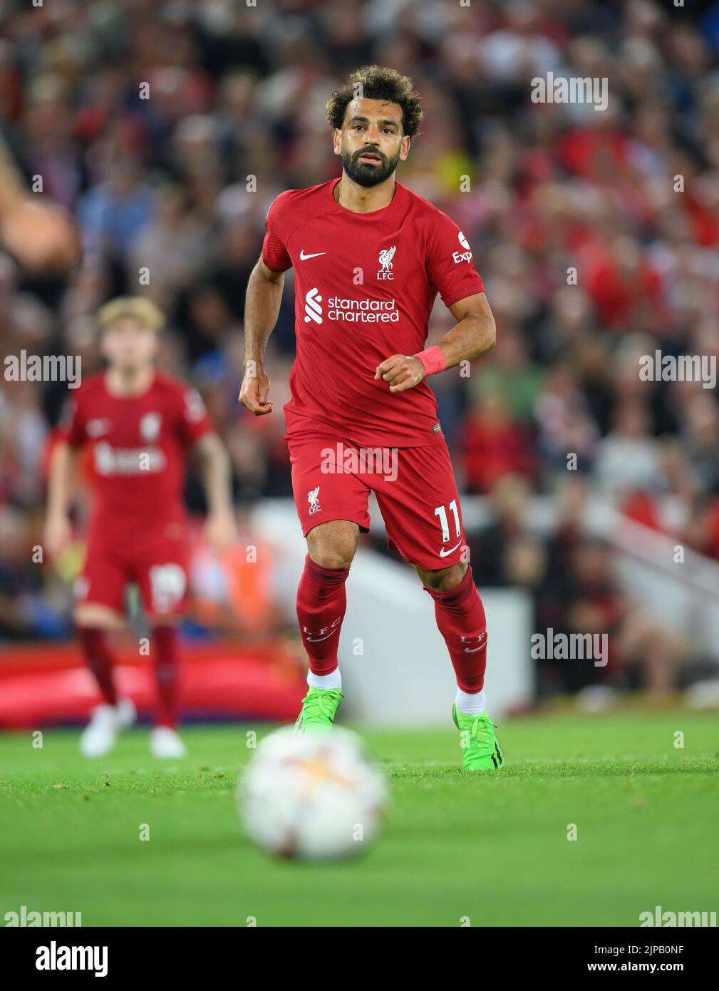 15 août 2022 - Liverpool v Crystal Palace - Premier League - Mohamed Salah d'Anfield Liverpool pendant le match de Premier League à Anfield. Image : Mark pain / Alamy Live News Banque D'Images