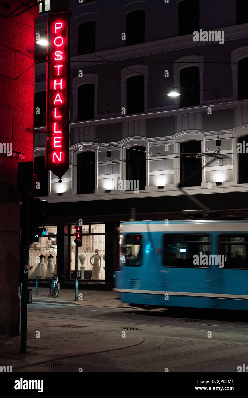 Tram à Oslo, Norvège Banque D'Images