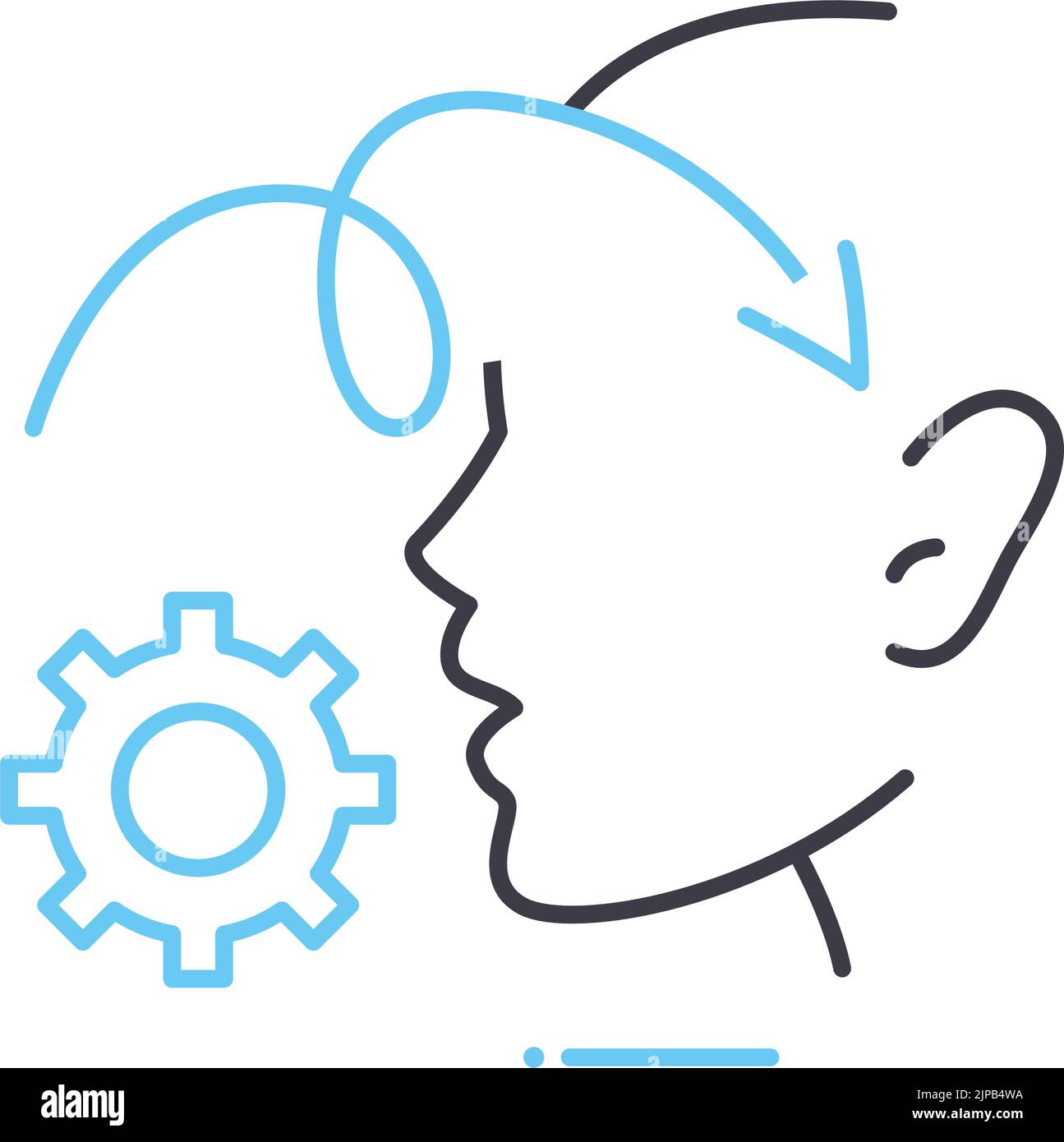 icône de ligne de processus de perception, symbole de contour, illustration vectorielle, signe de concept Illustration de Vecteur
