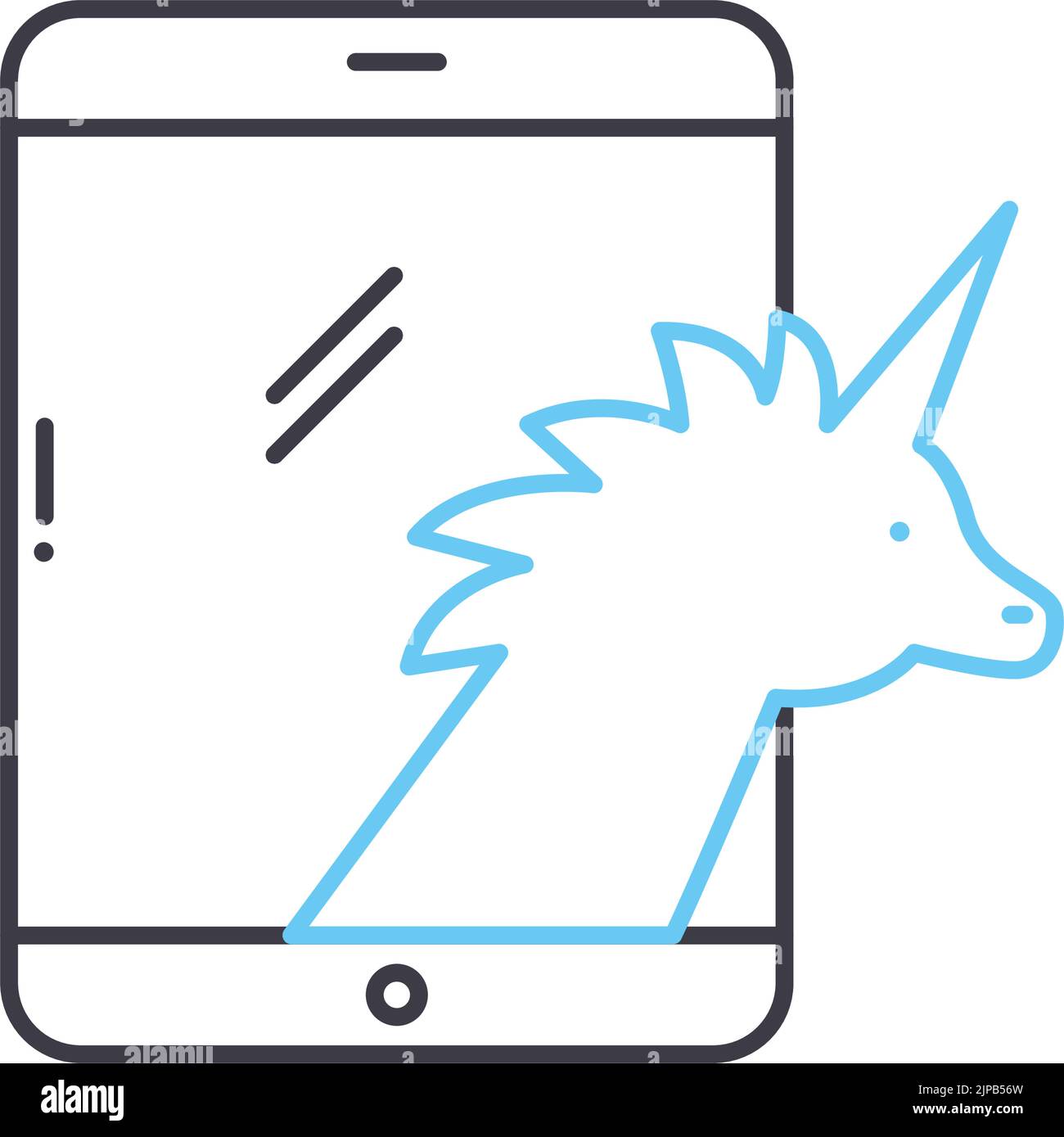 icône de ligne de démarrage unicorn, symbole de contour, illustration vectorielle, signe de concept Illustration de Vecteur
