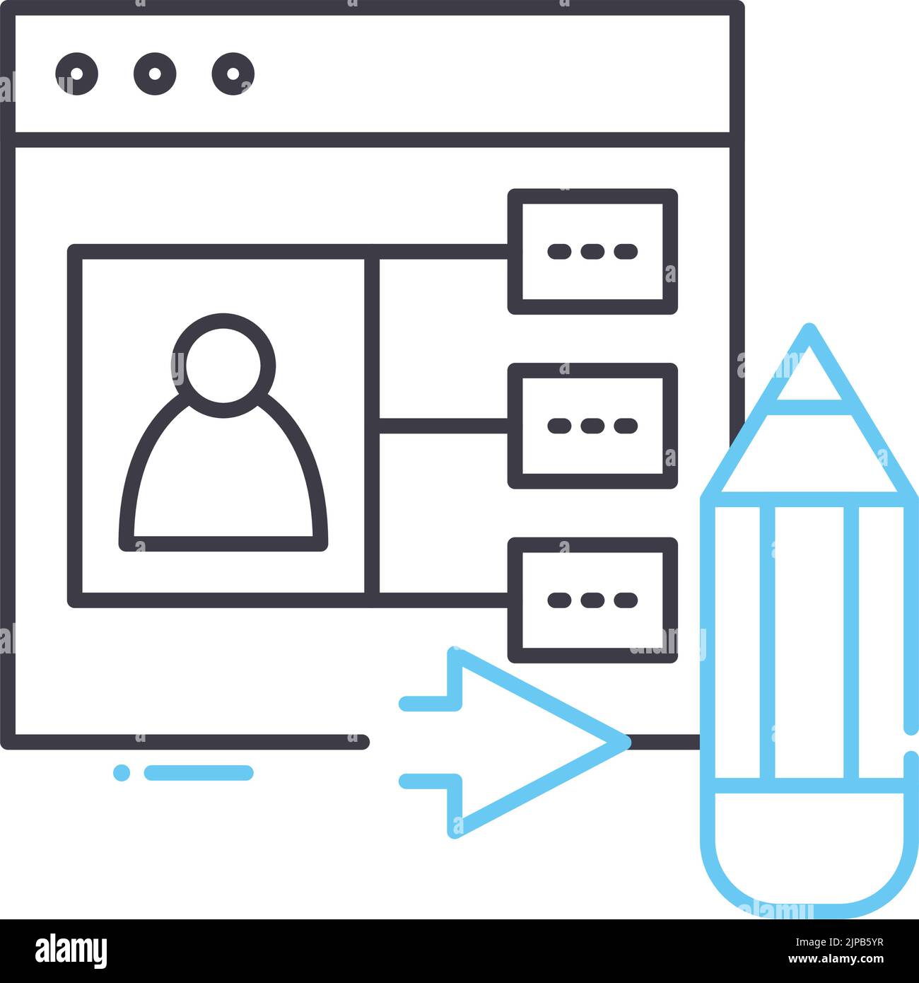 icône de ligne de contenu générée par l'utilisateur, symbole de contour, illustration vectorielle, signe de concept Illustration de Vecteur