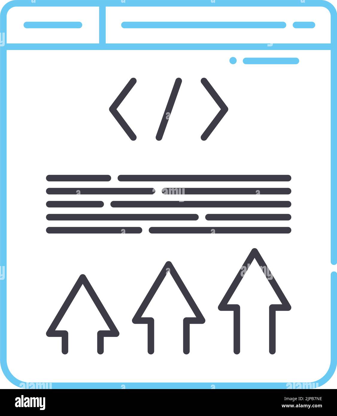 icône de ligne de développement web, symbole de contour, illustration vectorielle, signe de concept Illustration de Vecteur