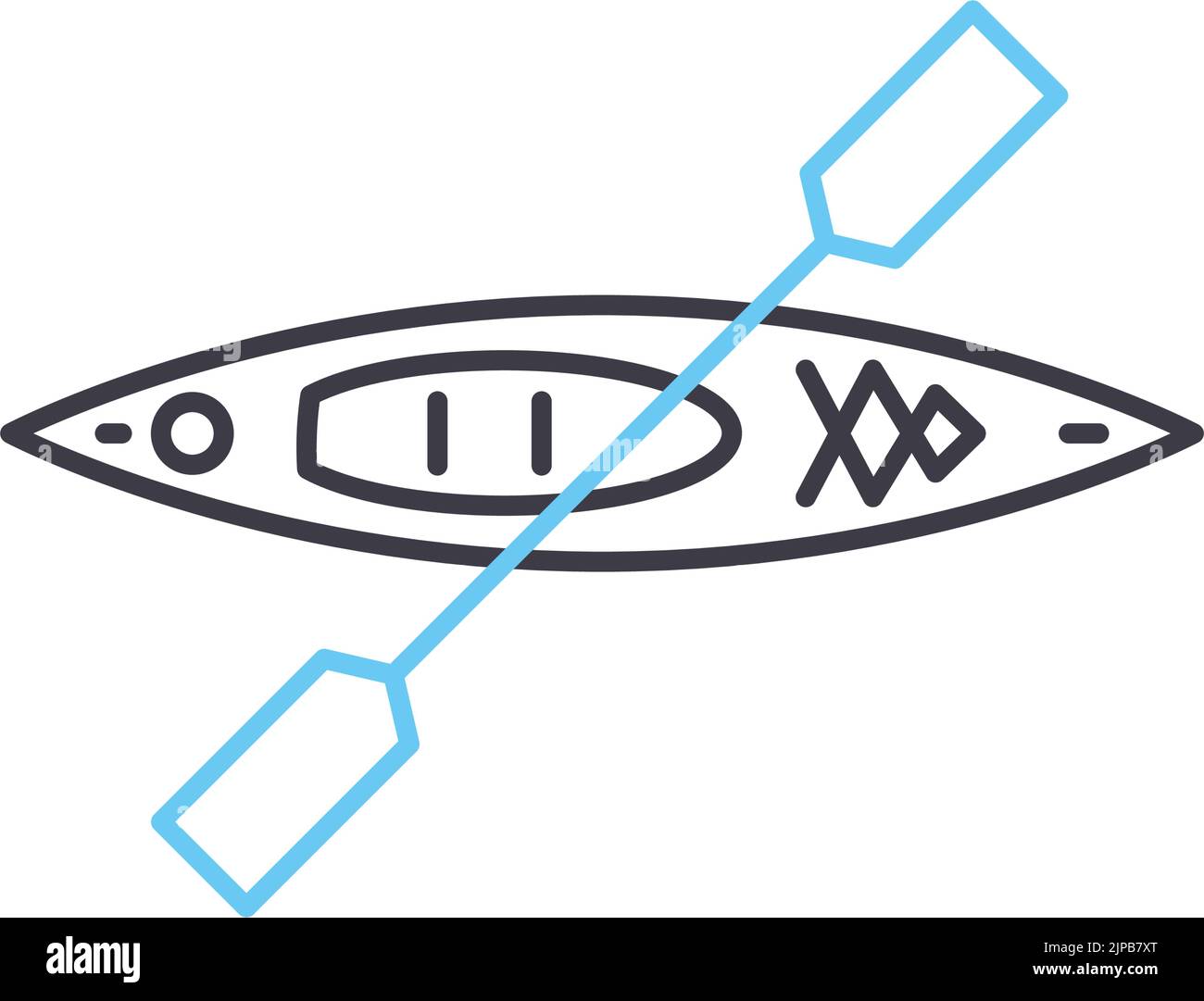 icône de ligne de voyage en kayak, symbole de contour, illustration vectorielle, signe de concept Illustration de Vecteur