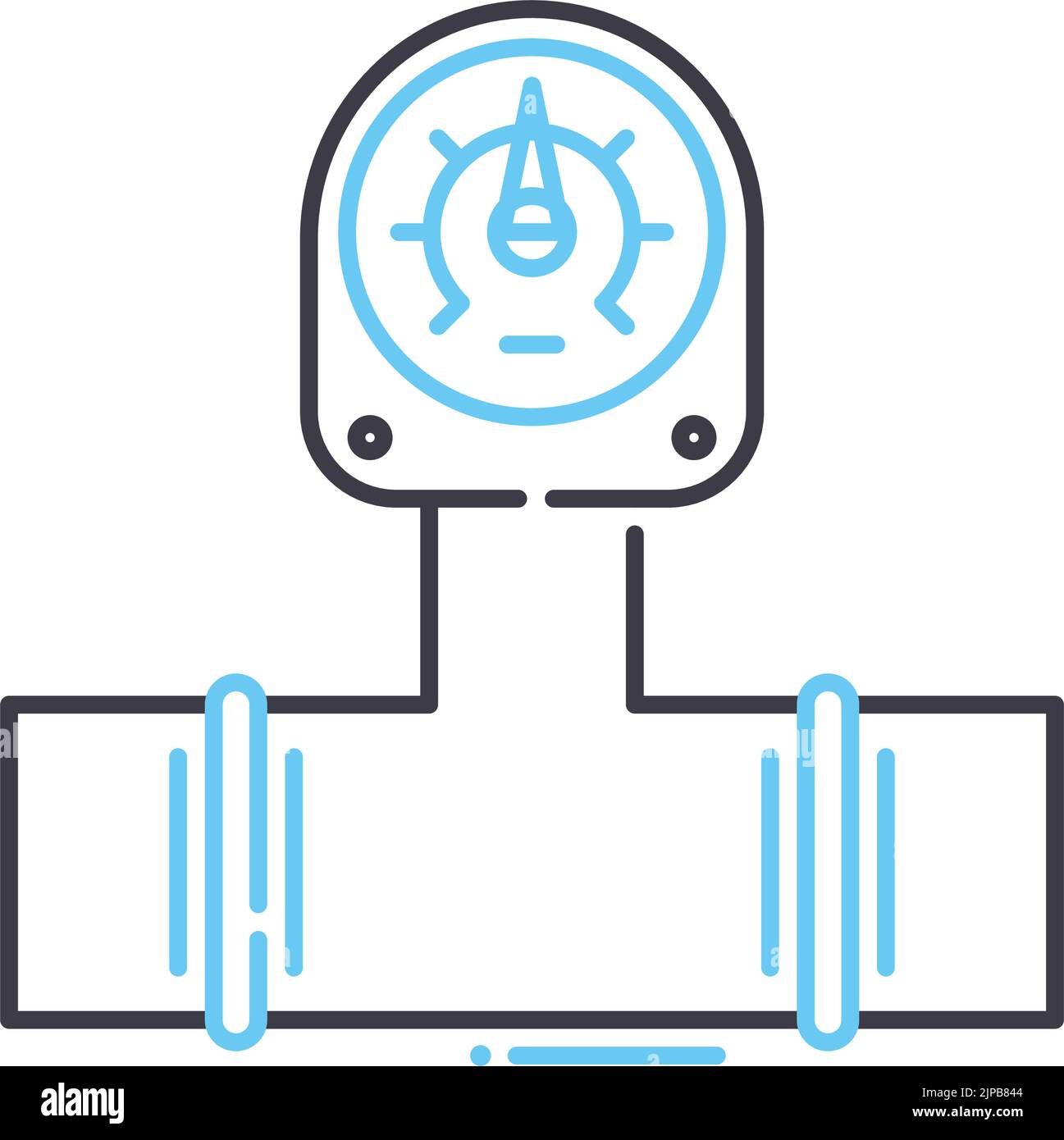 icône de ligne du manomètre de gaz, symbole de contour, illustration vectorielle, signe concept Illustration de Vecteur