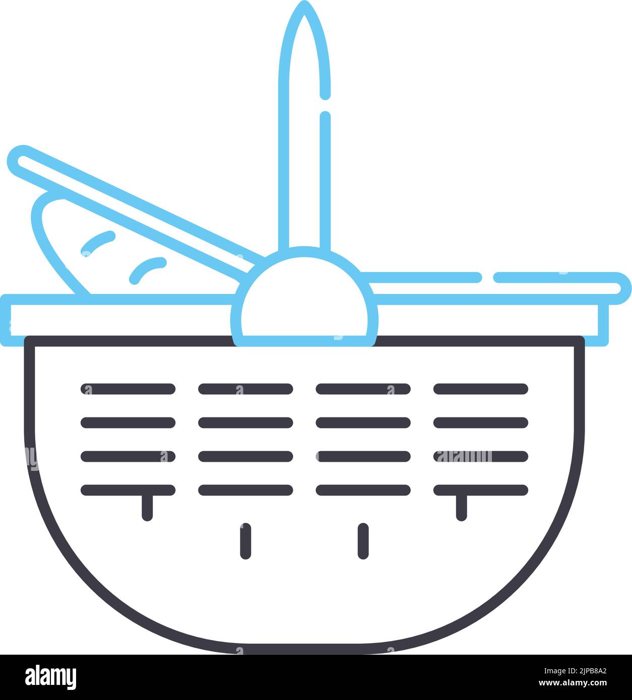 icône de ligne de panier de panique, symbole de contour, illustration vectorielle, signe de concept Illustration de Vecteur