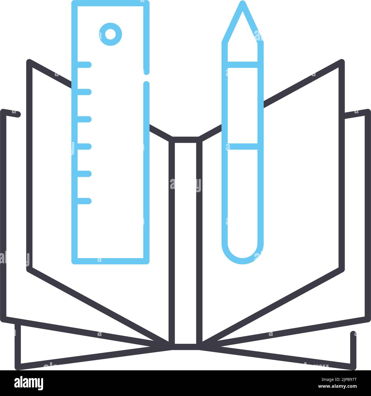 icône de la ligne de devoirs de l'école, symbole de contour, illustration vectorielle, signe de concept Illustration de Vecteur