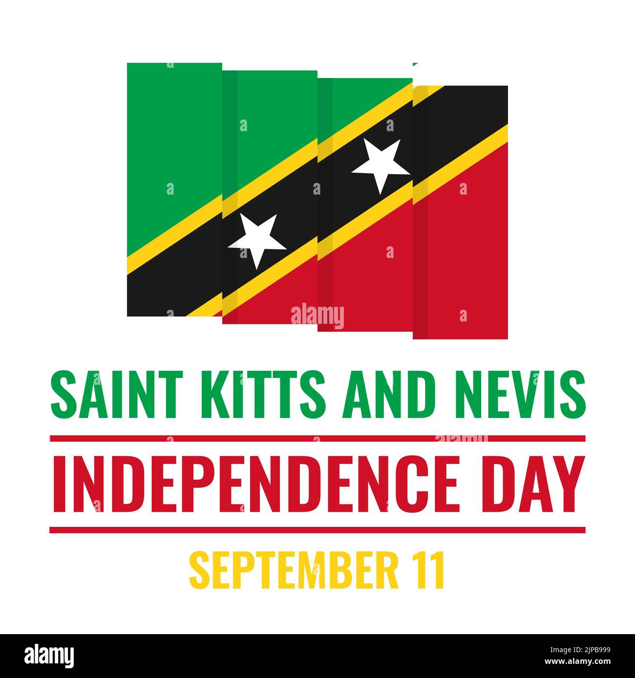 Affiche typographique du jour de l'indépendance de Saint-Kitts-et-Nevis. Fête nationale célébrée sur 19 septembre. Modèle vectoriel pour bannière, prospectus, voiture de vœux Illustration de Vecteur