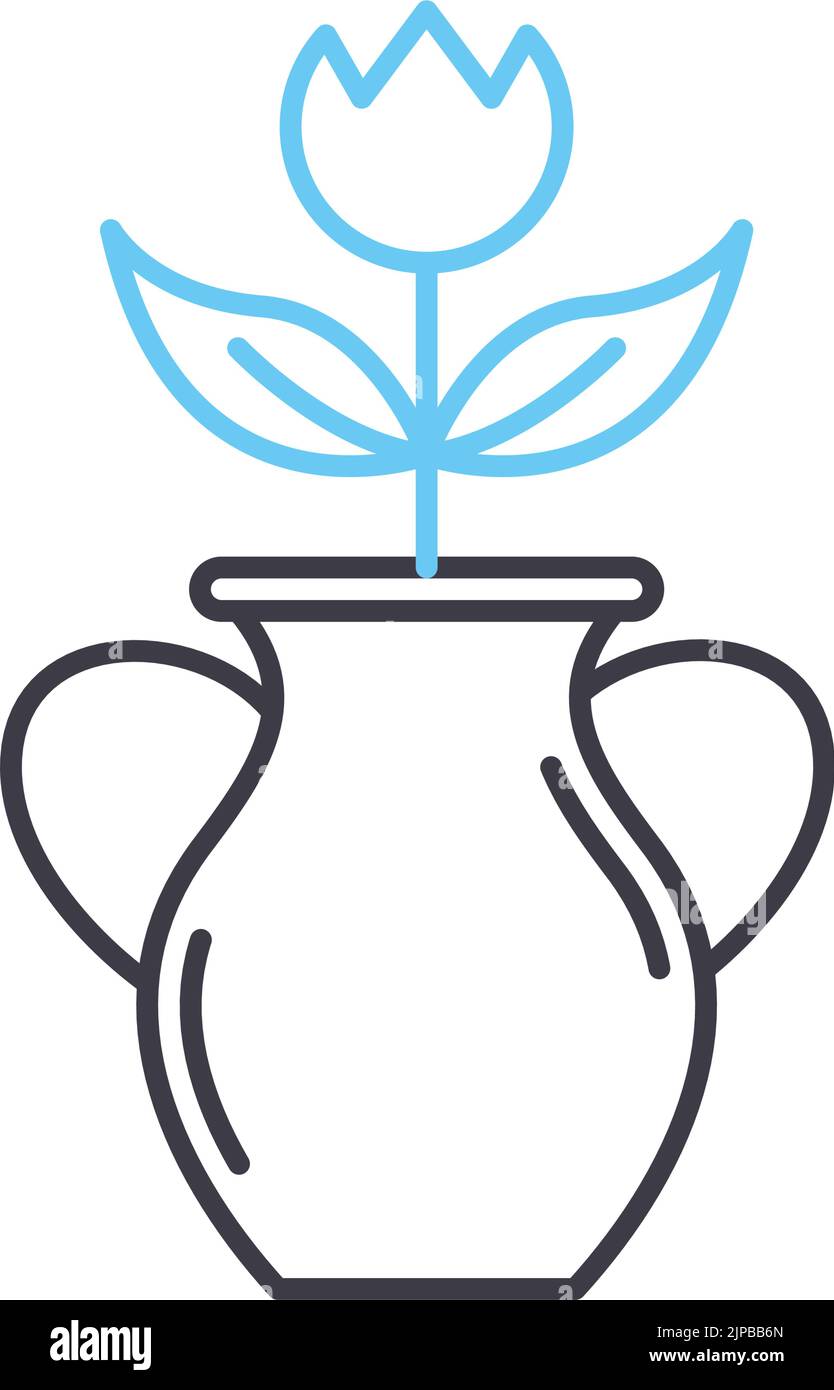 icône de ligne de vase, symbole de contour, illustration vectorielle, signe de concept Illustration de Vecteur