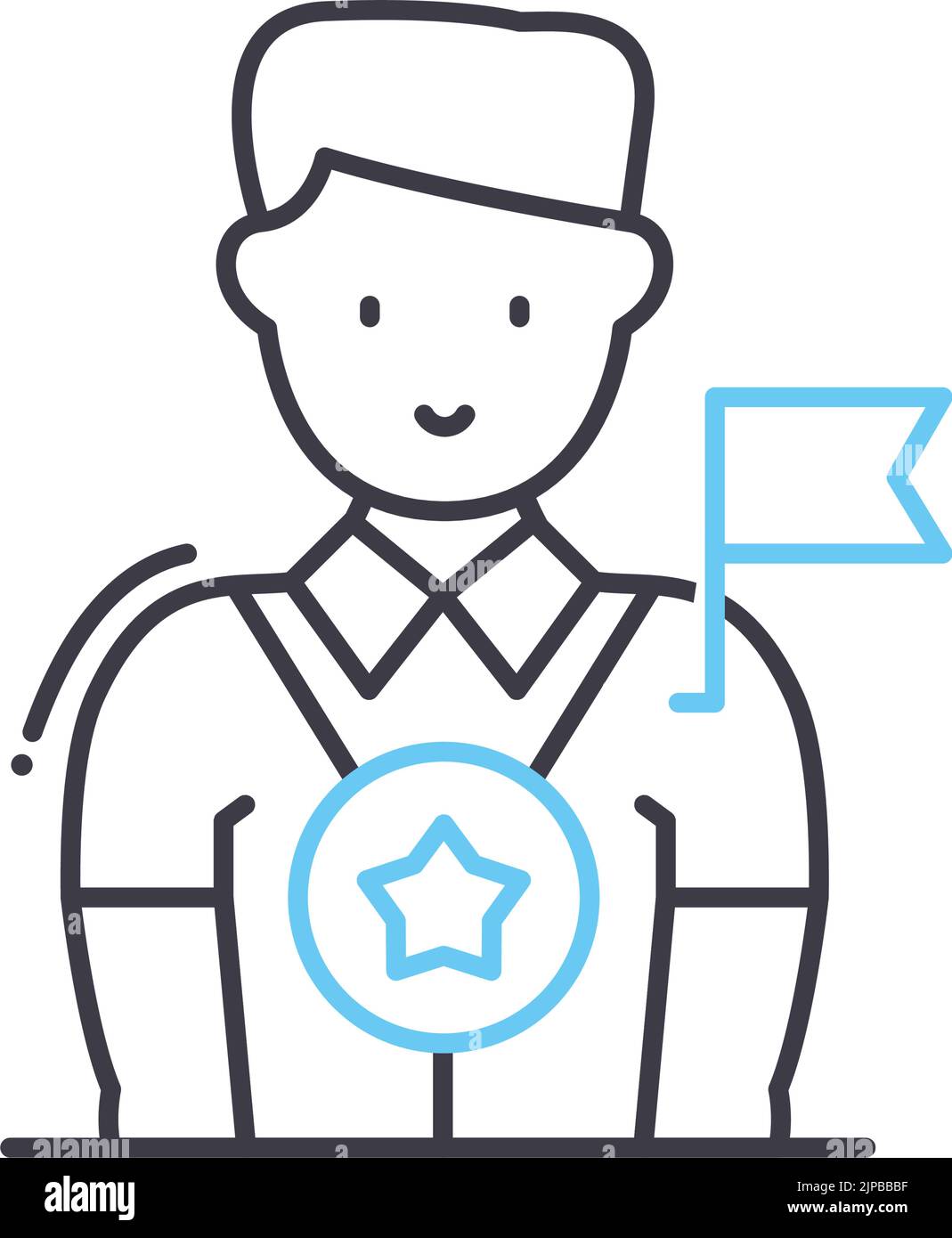 icône de ligne d'idée de leadership, symbole de contour, illustration vectorielle, signe de concept Illustration de Vecteur
