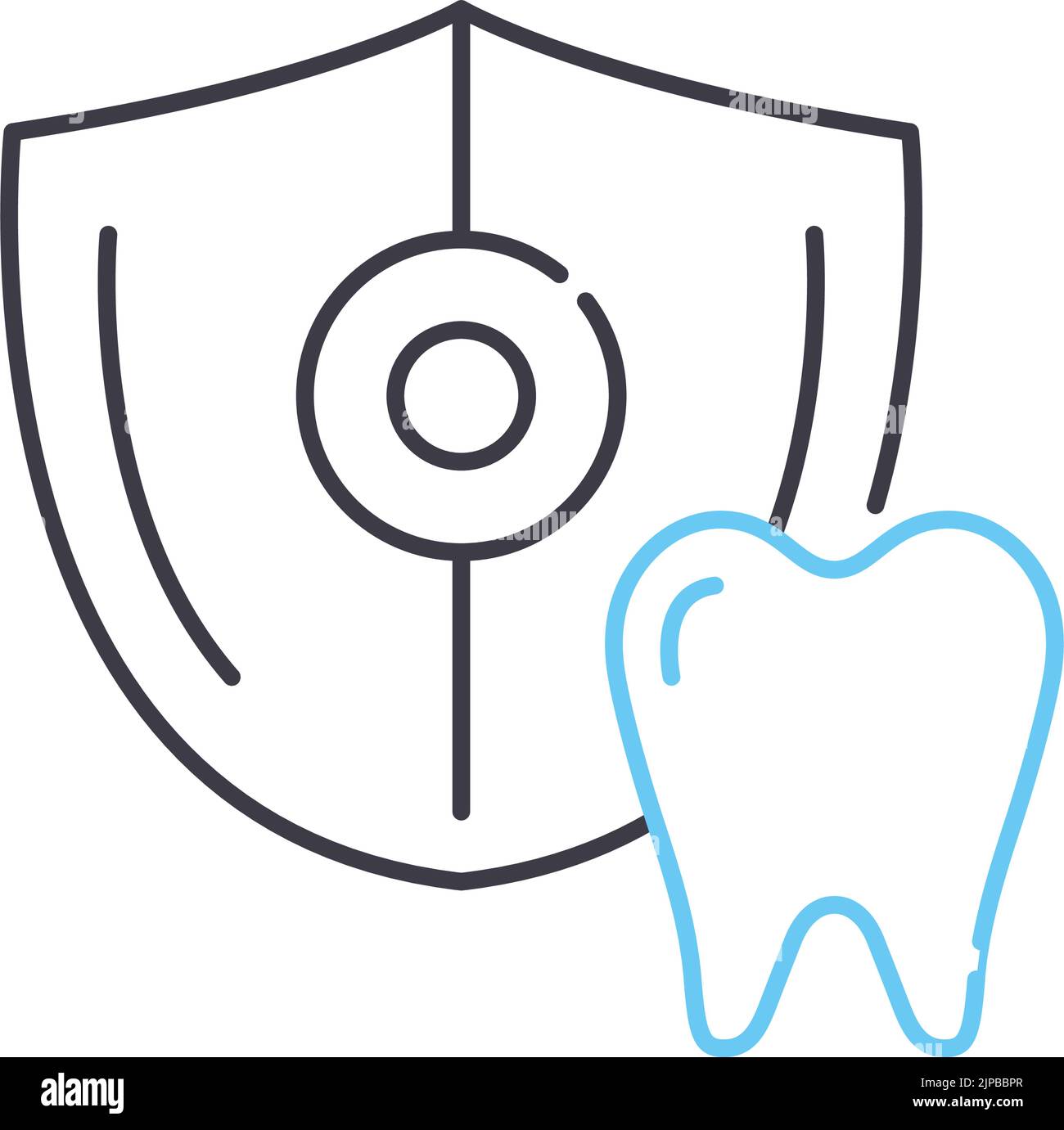 icône de ligne de protection des dents, symbole de contour, illustration vectorielle, signe de concept Illustration de Vecteur