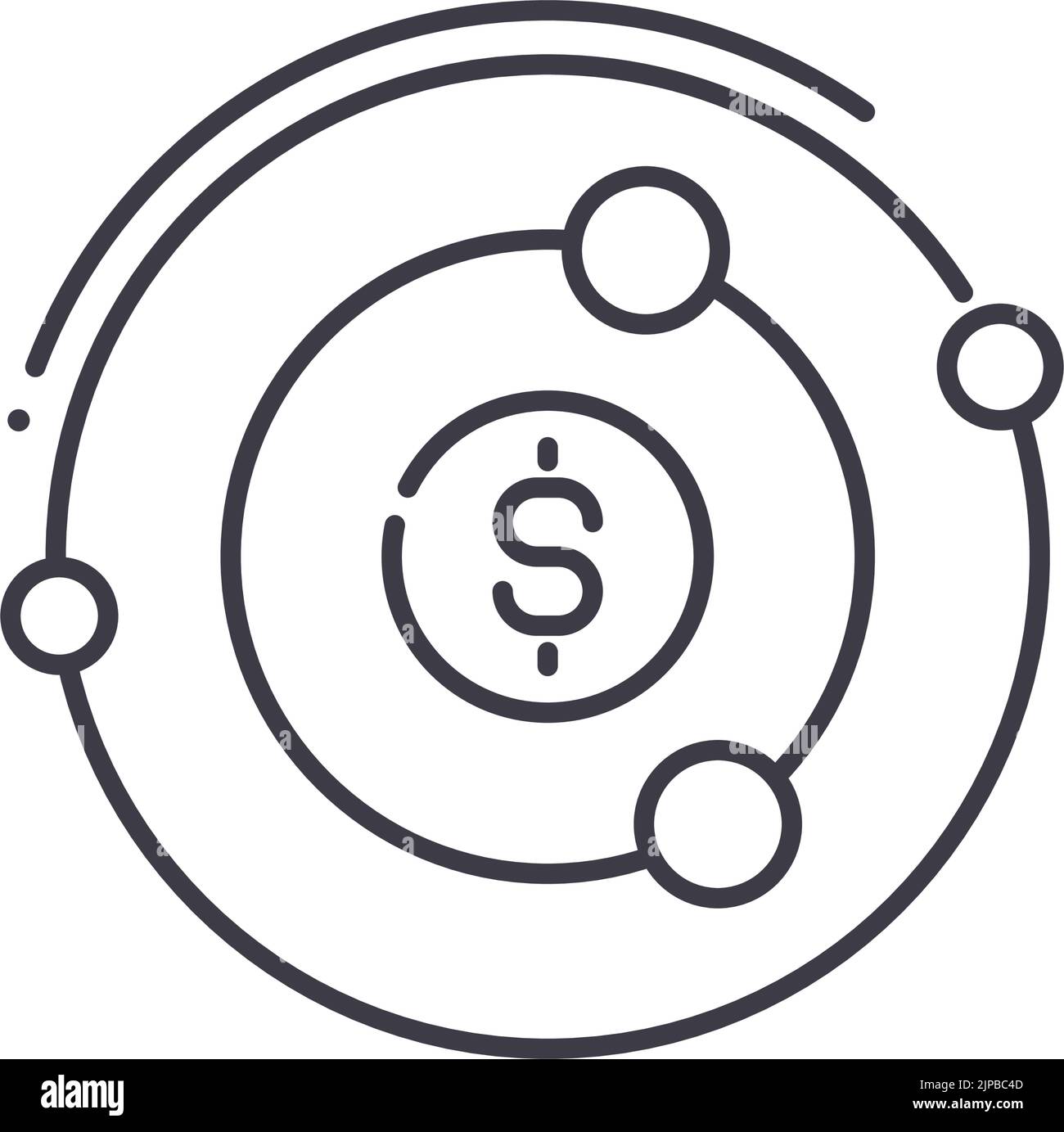 icône de ligne de mise au point de l'argent, symbole de contour, illustration vectorielle, signe de concept Illustration de Vecteur