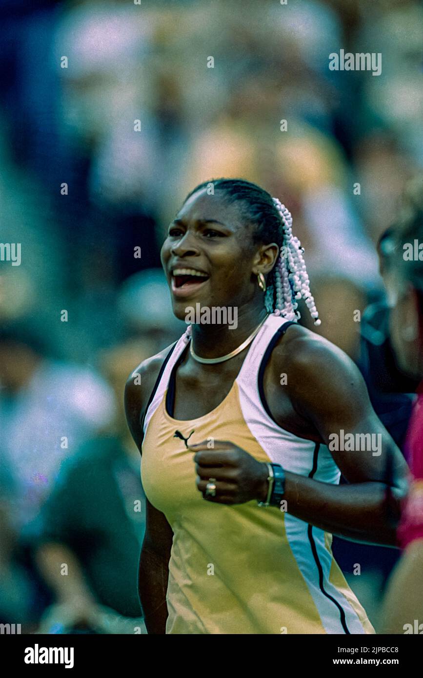 Serena Williams remporte son premier Grand Chelem tennis à l'US Open 1999. Banque D'Images