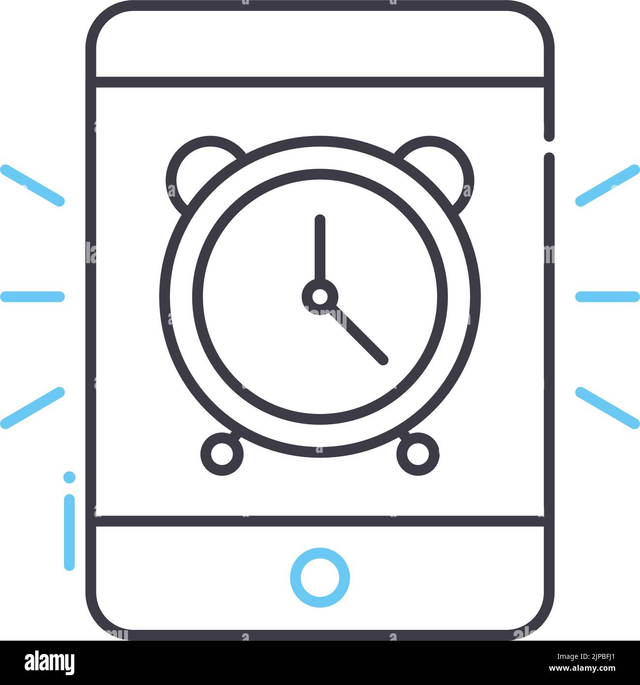 icône de ligne d'alarme mobile, symbole de contour, illustration vectorielle, signe de concept Illustration de Vecteur