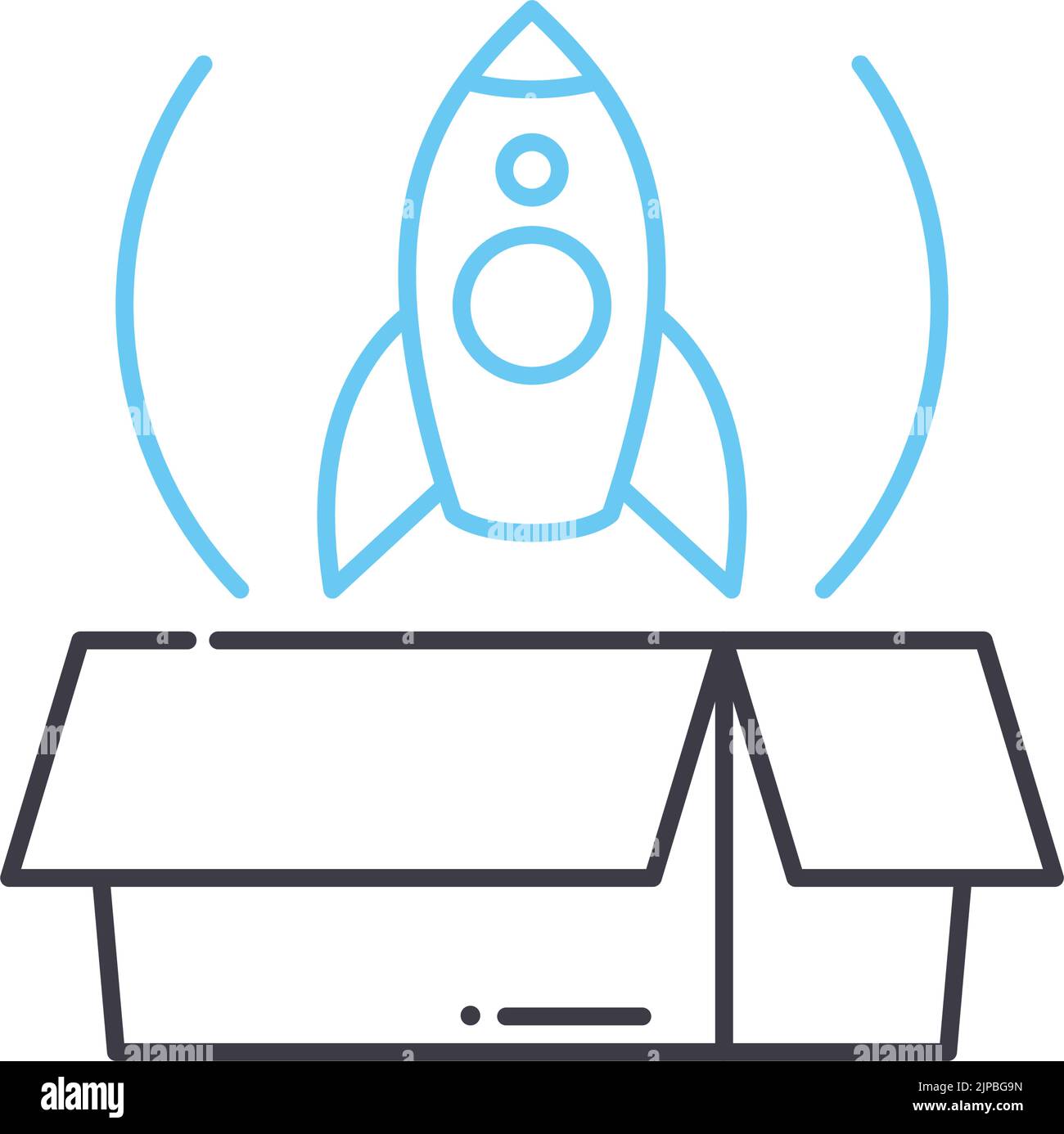 icône de ligne de lancement, symbole de contour, illustration vectorielle, signe de concept Illustration de Vecteur