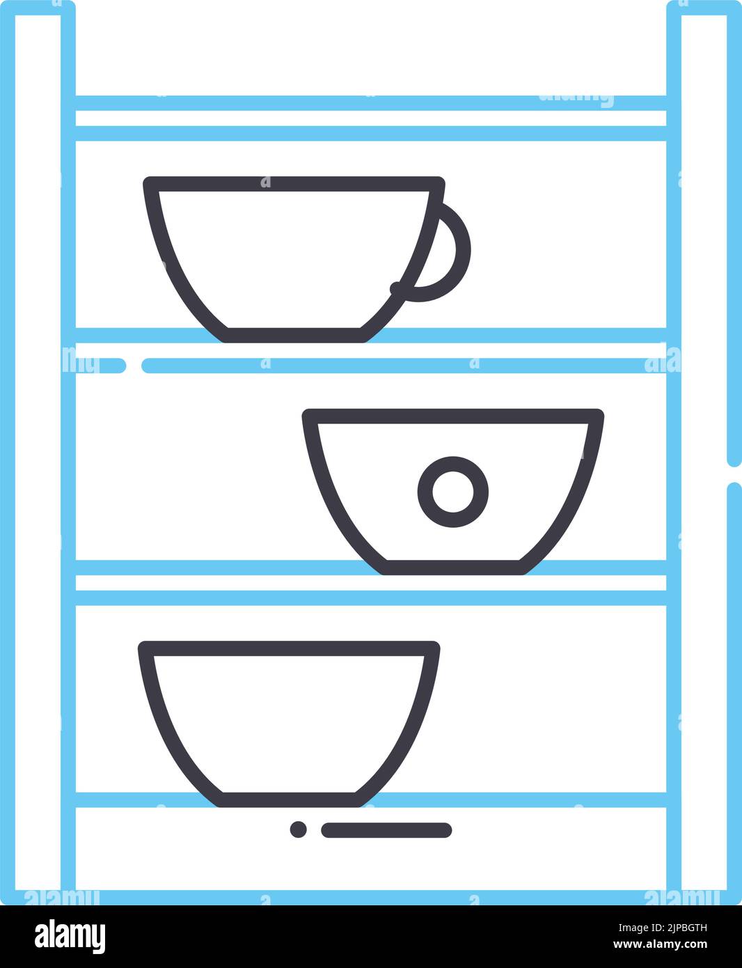 icône de ligne d'armoire de cuisine, symbole de contour, illustration vectorielle, signe de concept Illustration de Vecteur