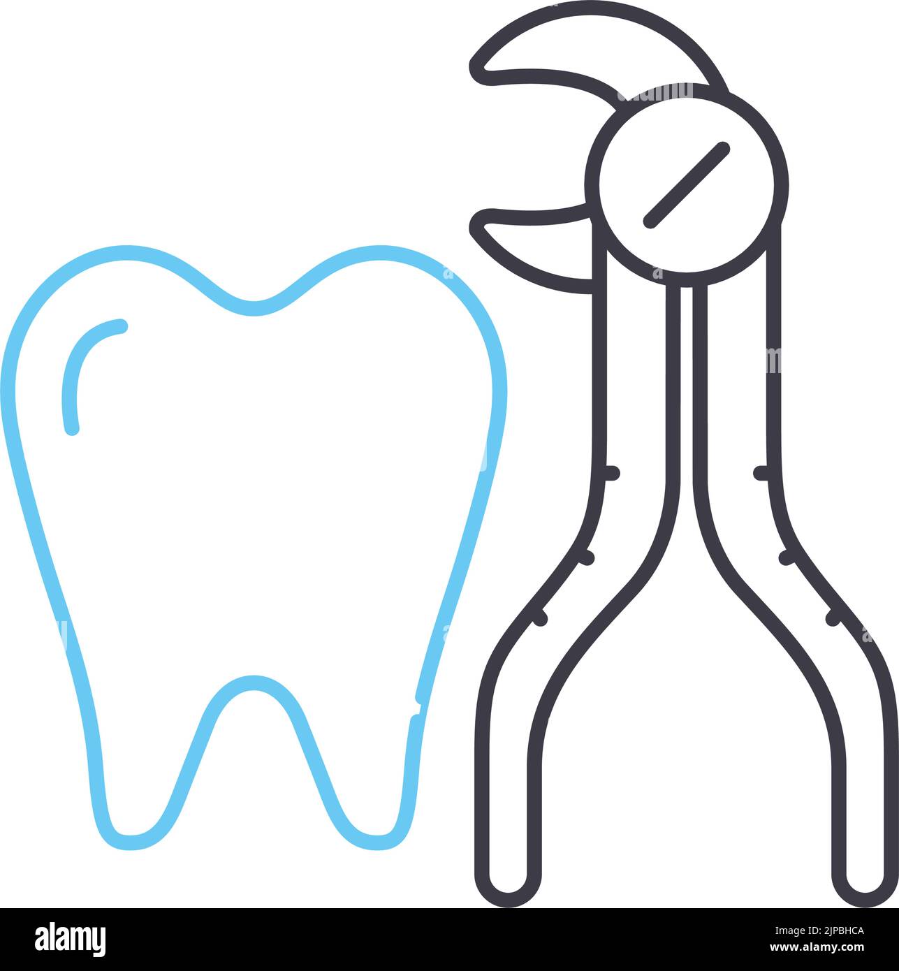 icône de ligne d'extraction de dent, symbole de contour, illustration de vecteur, signe de concept Illustration de Vecteur