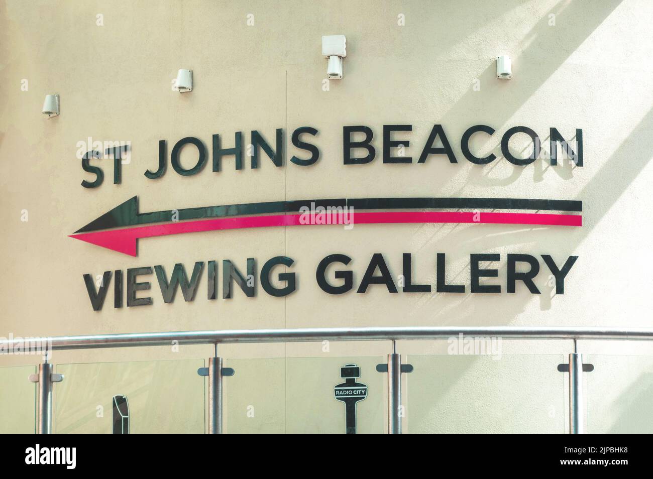 Panneau d'entrée de l'ascenseur pour la galerie d'observation des balises St Johns Banque D'Images