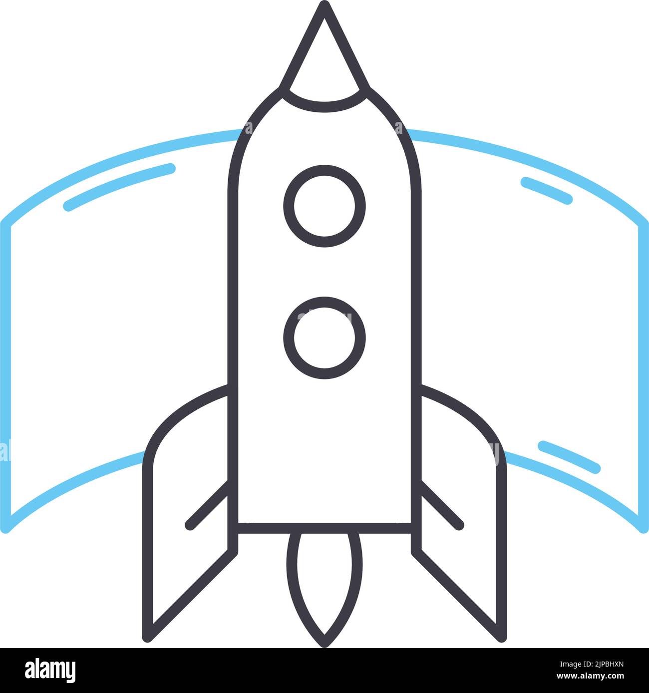 icône de ligne de démarrage de fusée, symbole de contour, illustration de vecteur, signe de concept Illustration de Vecteur
