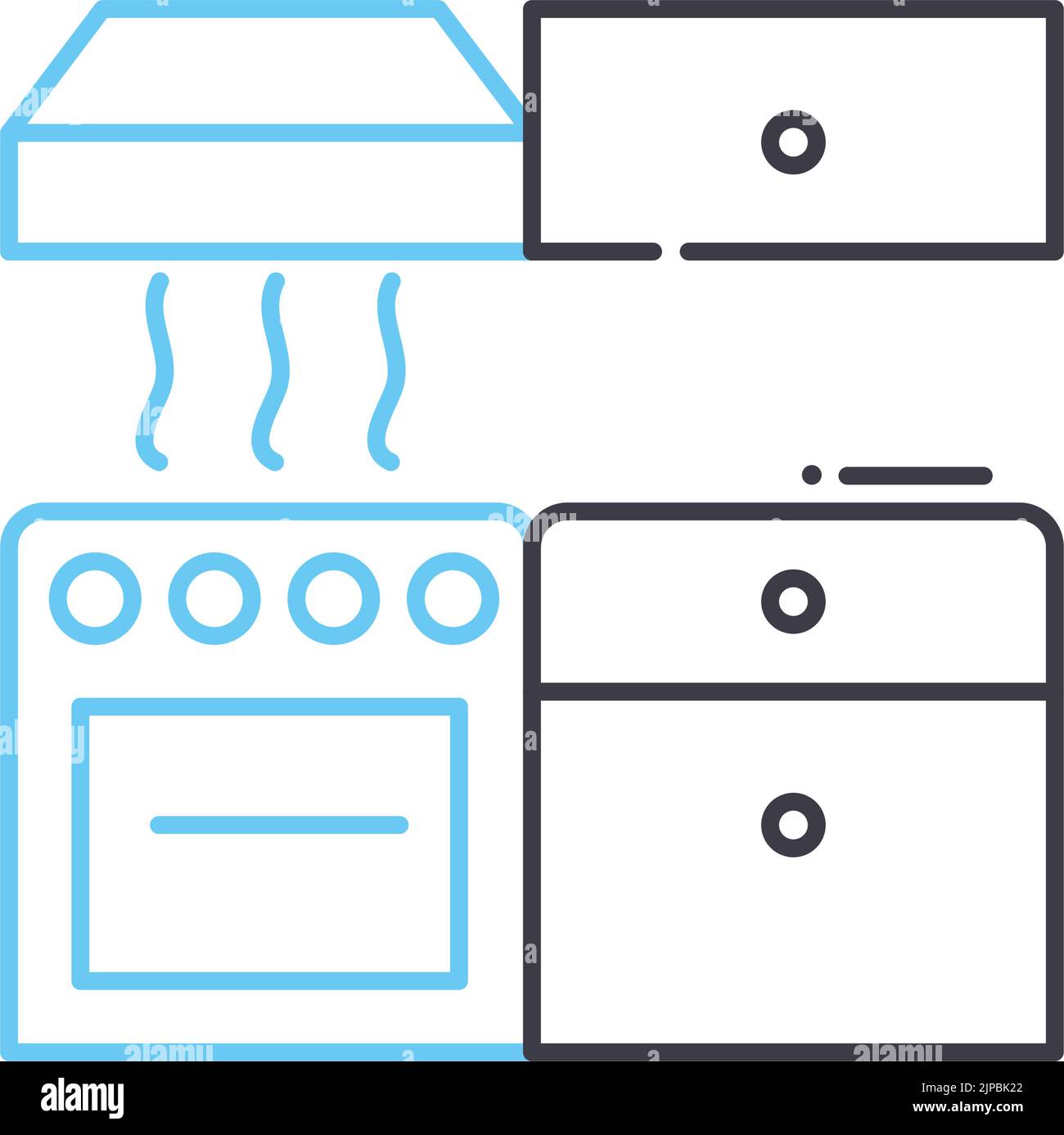 icône de ligne de mobilier de cuisine, symbole de contour, illustration vectorielle, signe de concept Illustration de Vecteur