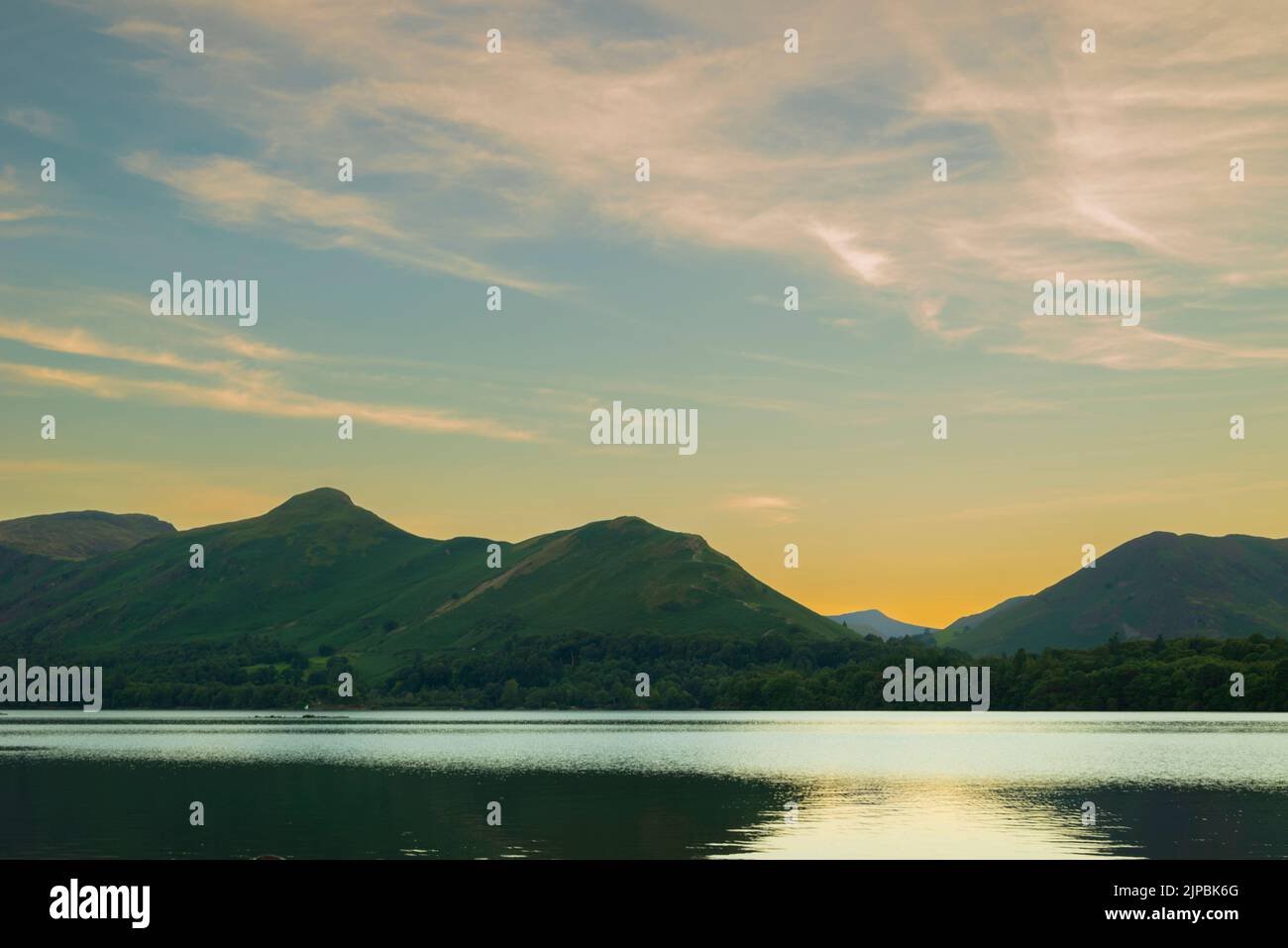 Sunset Reflection Cat Bells Summit Banque D'Images