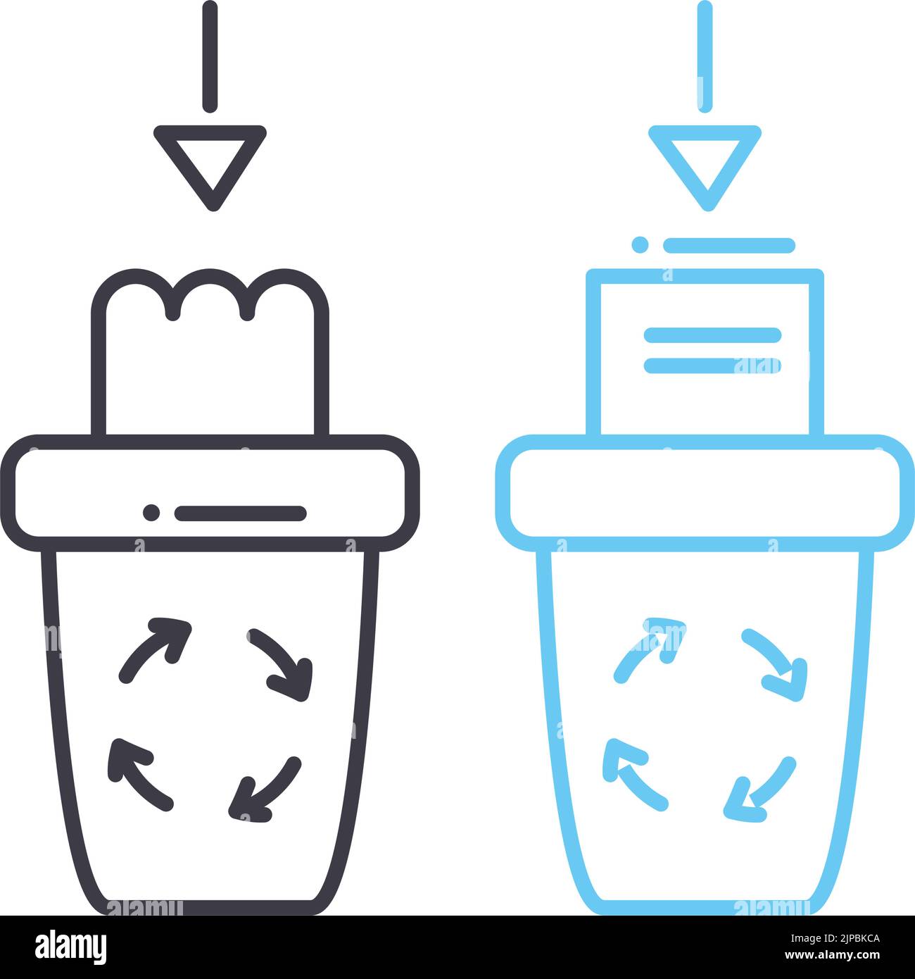 icône de ligne de séparation des déchets, symbole de contour, illustration vectorielle, signe de concept Illustration de Vecteur