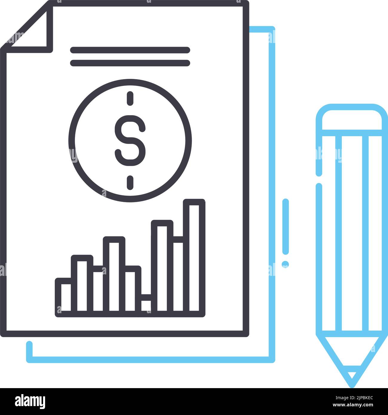 icône de ligne de relevé de revenu, symbole de contour, illustration ...