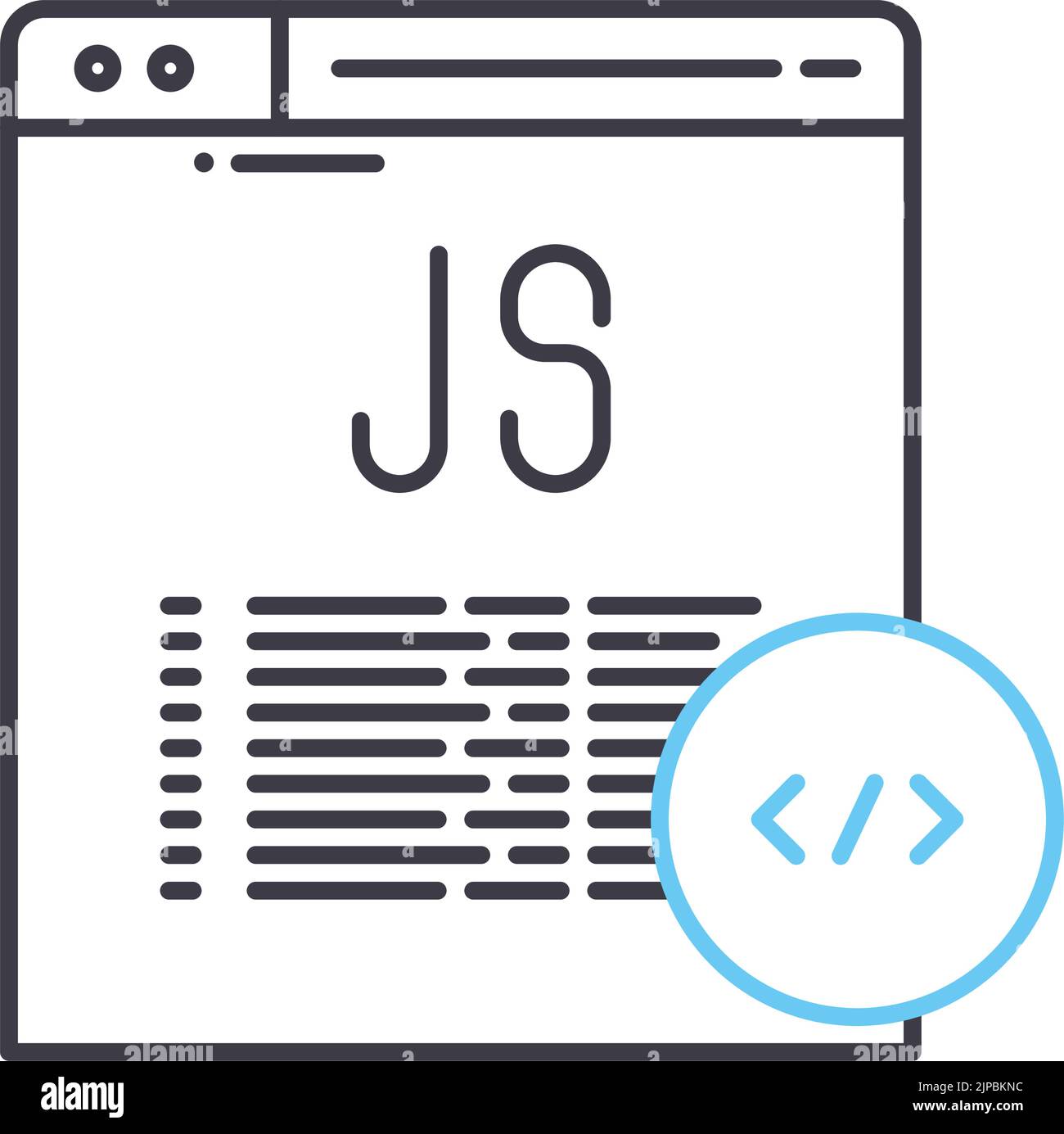 icône de ligne javascript, symbole de contour, illustration vectorielle ...