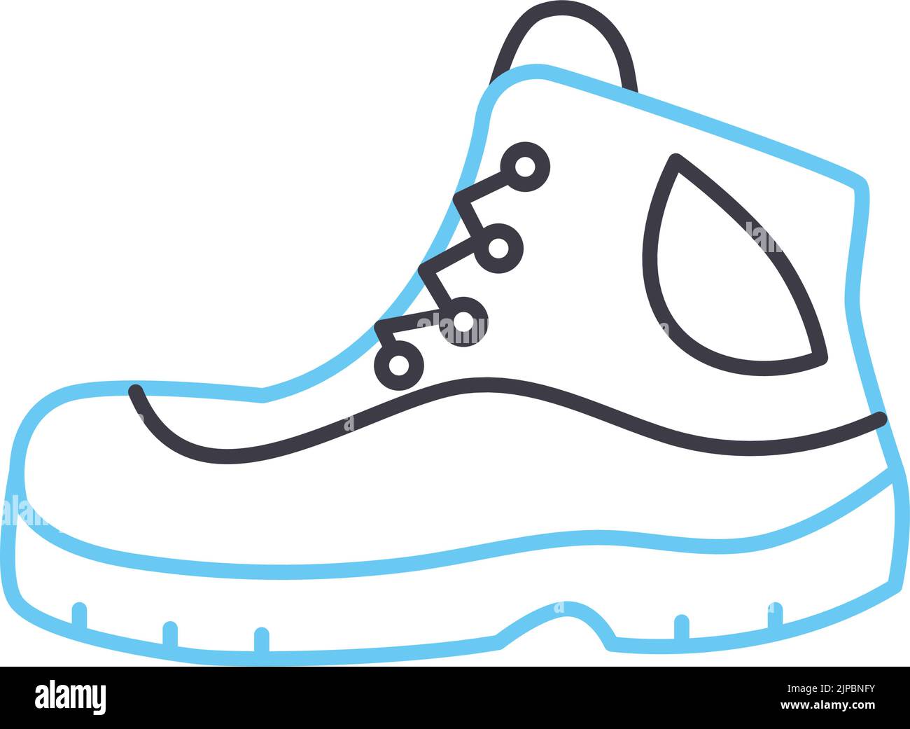 icône de ligne de bottes de randonnée, symbole de contour, illustration vectorielle, signe de concept Illustration de Vecteur