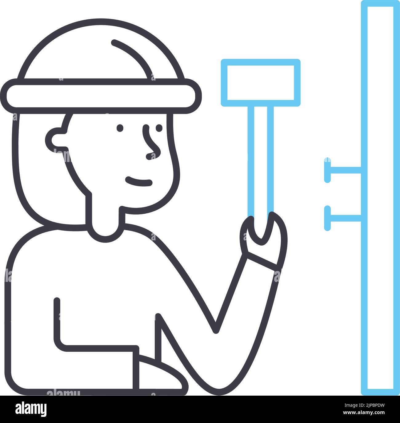 icône de ligne de technicien, symbole de contour, illustration vectorielle, signe de concept Illustration de Vecteur