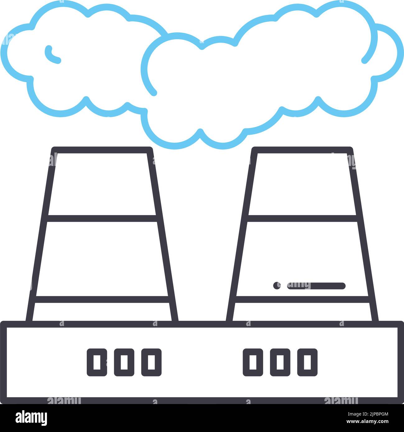icône de ligne de pollution, symbole de contour, illustration ...