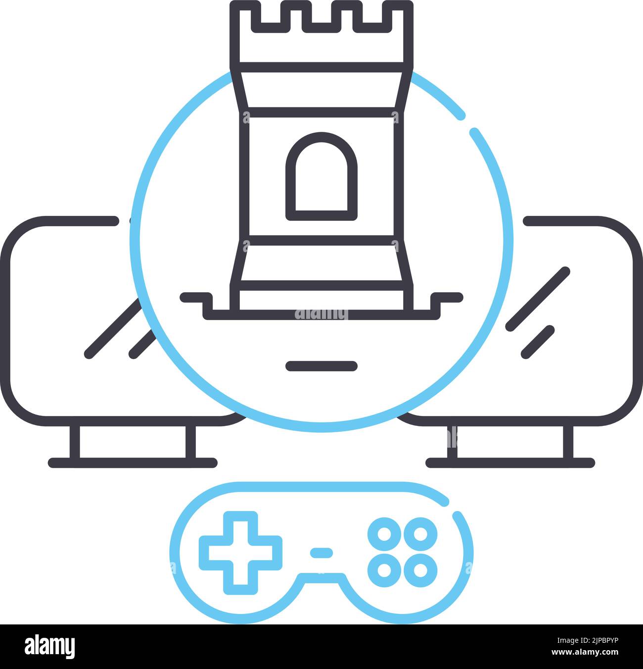 icône de ligne de jeu en ligne, symbole de contour, illustration de vecteur, signe de concept Illustration de Vecteur