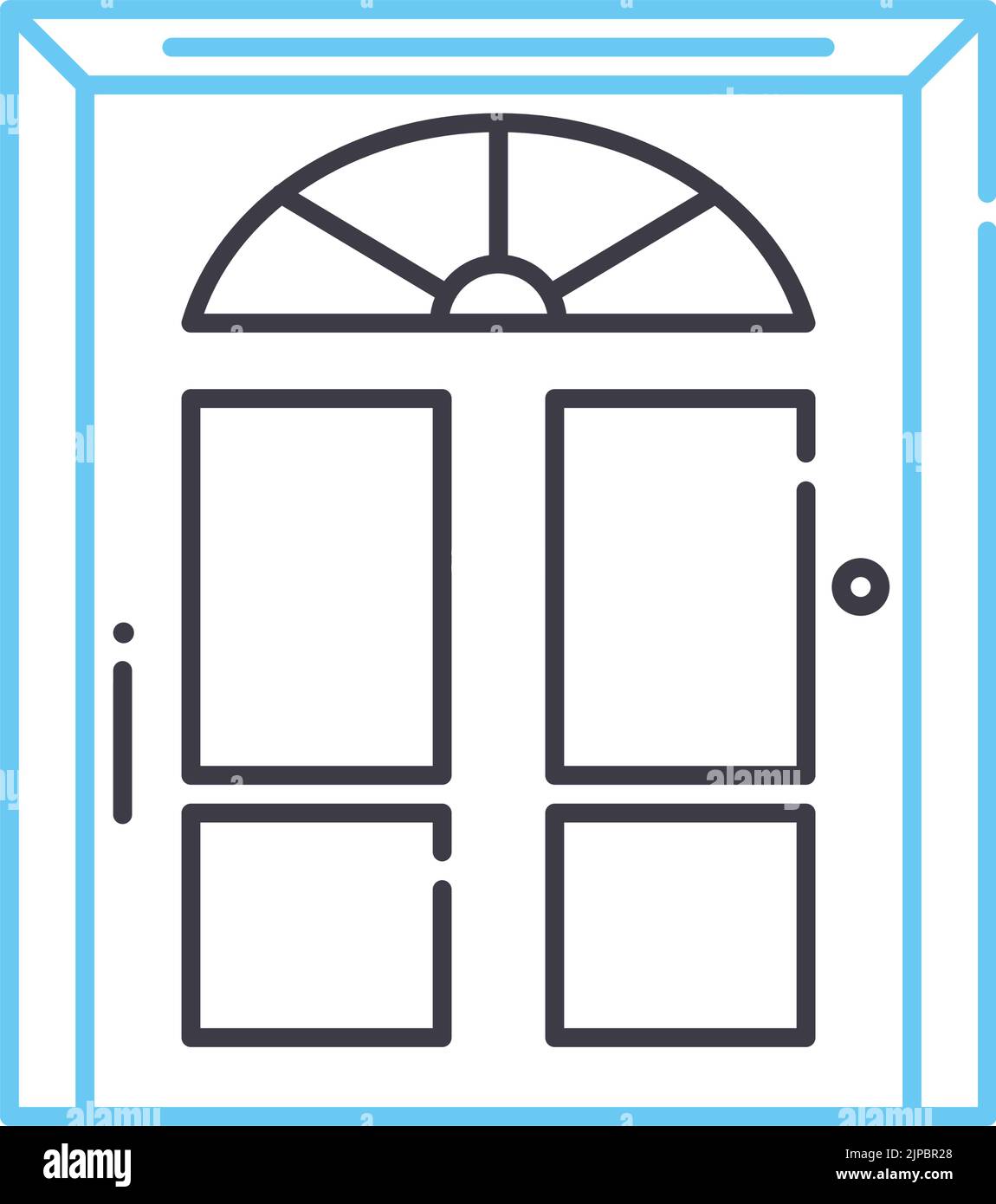 icône de ligne de porte avant, symbole de contour, illustration vectorielle, signe concept Illustration de Vecteur