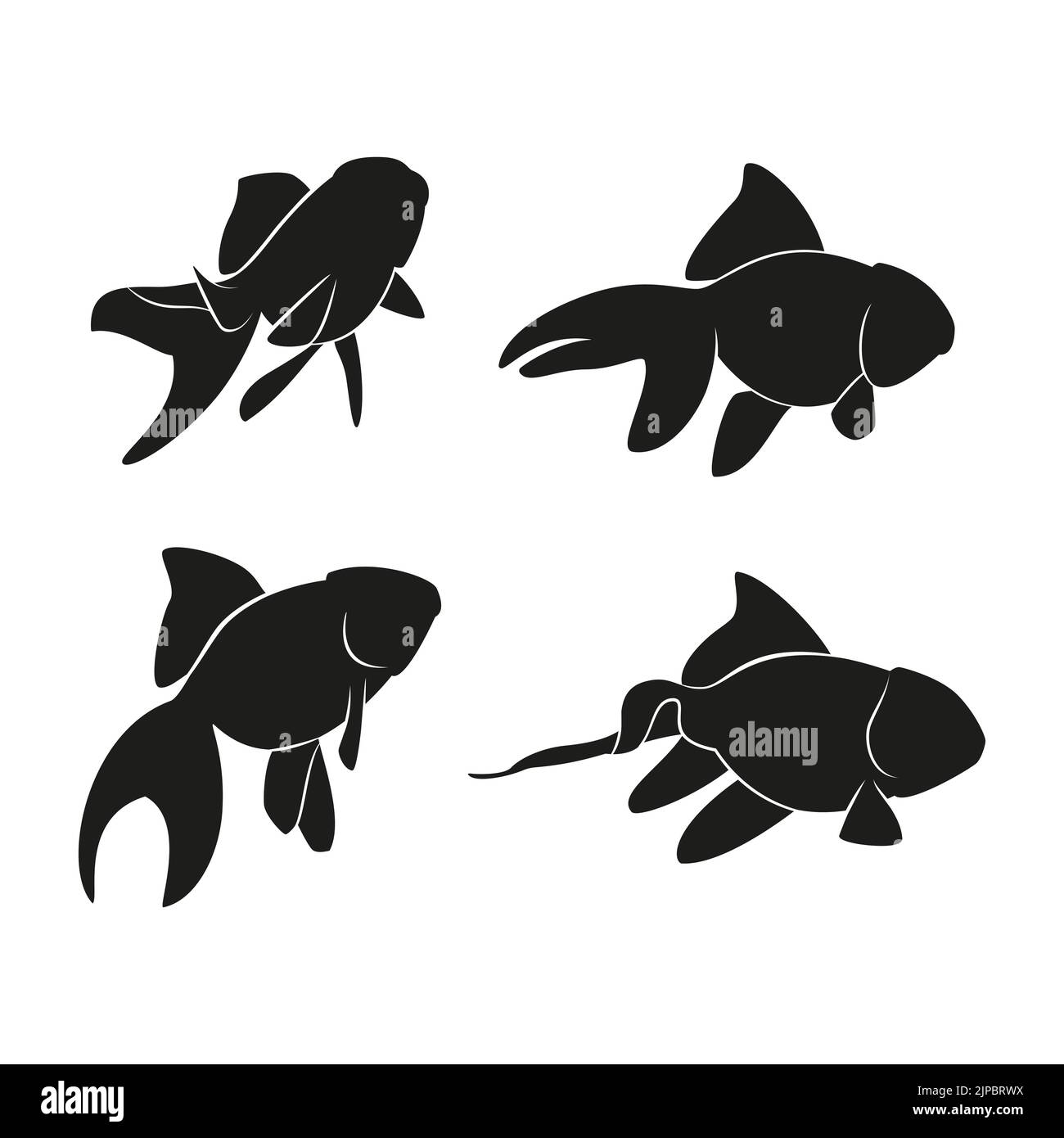 Animaux dessinés à la main silhouette ensemble de poissons illustration vectorielle. Illustration de Vecteur