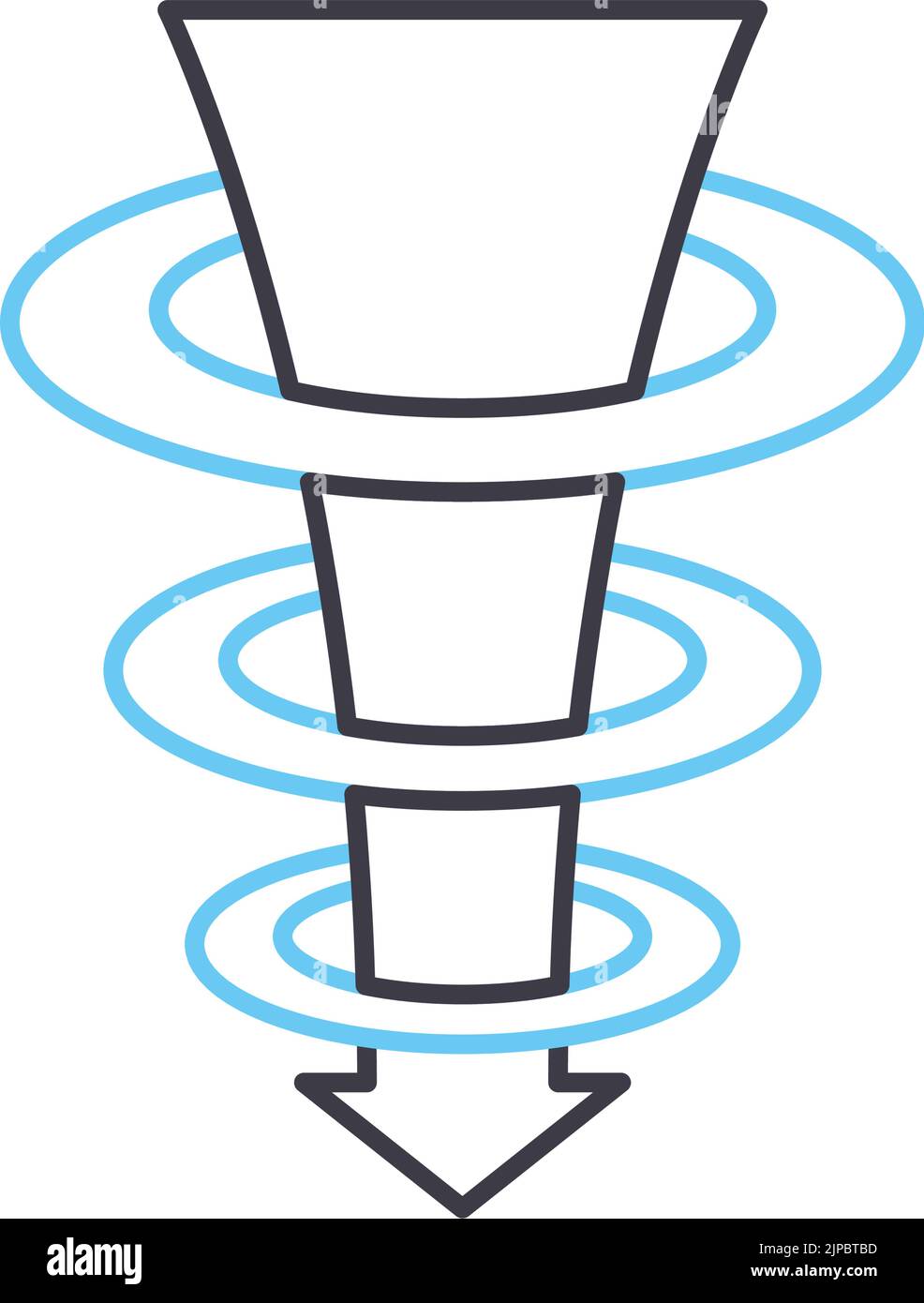 icône de ligne d'analyse de l'entonnoir de vente, symbole de contour, illustration vectorielle, signe de concept Illustration de Vecteur