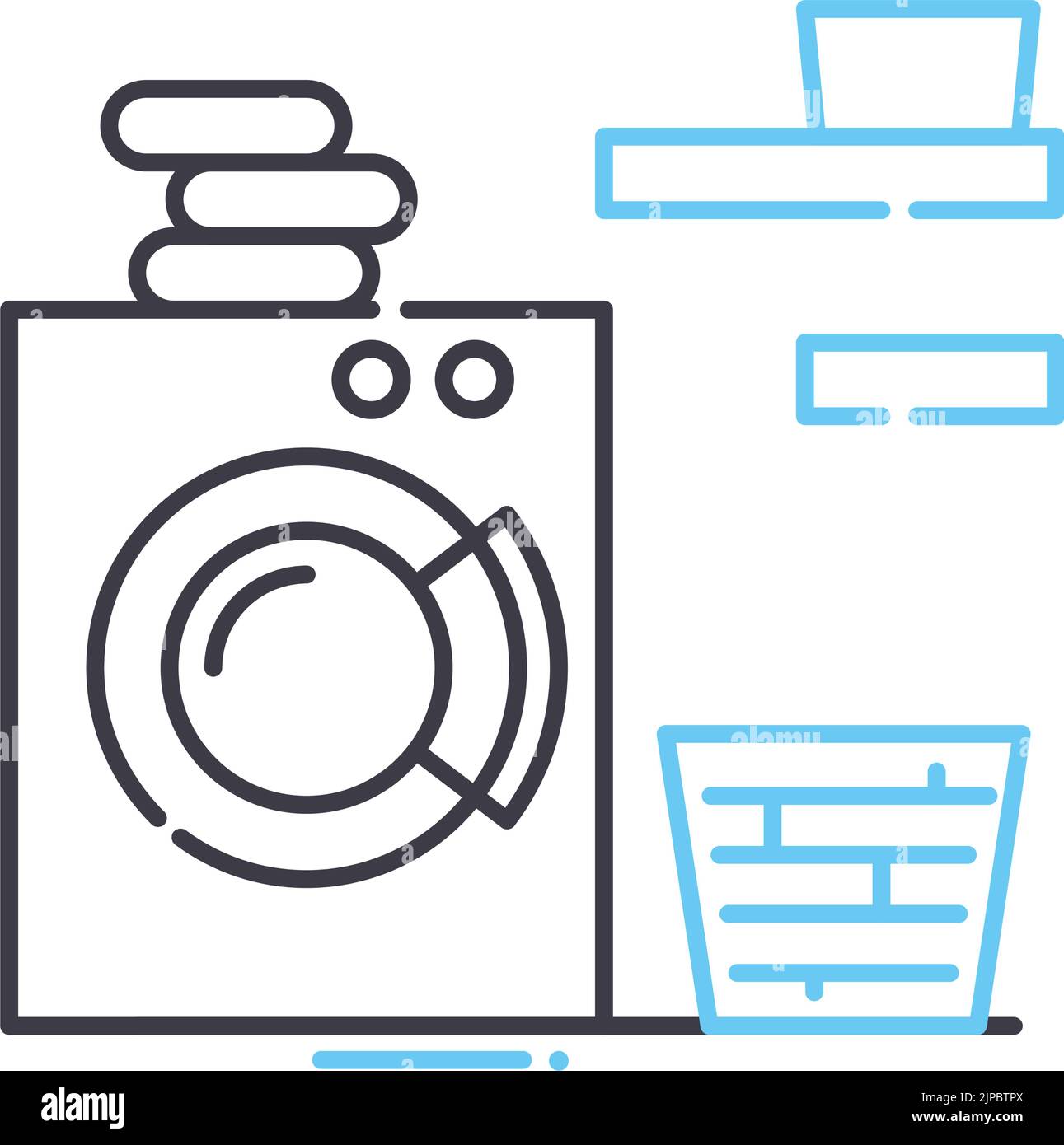 icône de ligne pour lave-linge, symbole de contour, illustration vectorielle, signe de concept Illustration de Vecteur