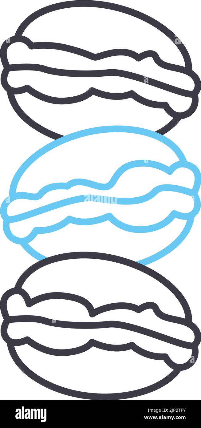 icône de ligne de macarons, symbole de contour, illustration vectorielle, signe de concept Illustration de Vecteur