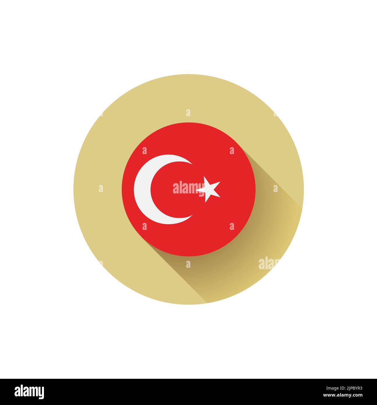 Icône drapeau Turquie. Icône plate arrondie isolée Illustration de Vecteur