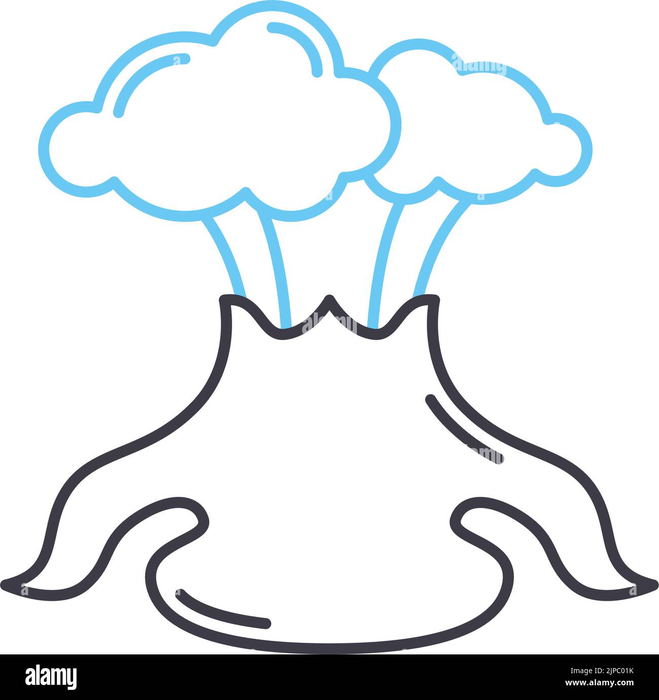 icône de ligne volcano, symbole de contour, illustration vectorielle, signe de concept Illustration de Vecteur
