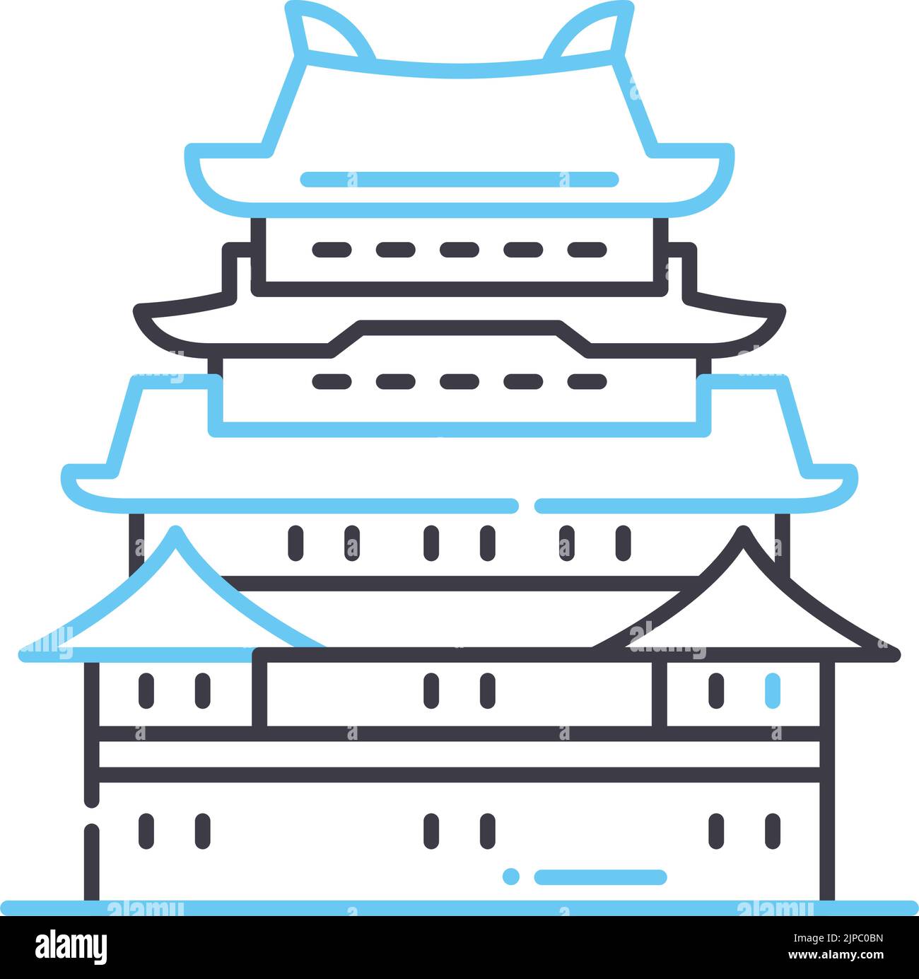 icône de ligne de palais de meijo, symbole de contour, illustration vectorielle, signe de concept Illustration de Vecteur