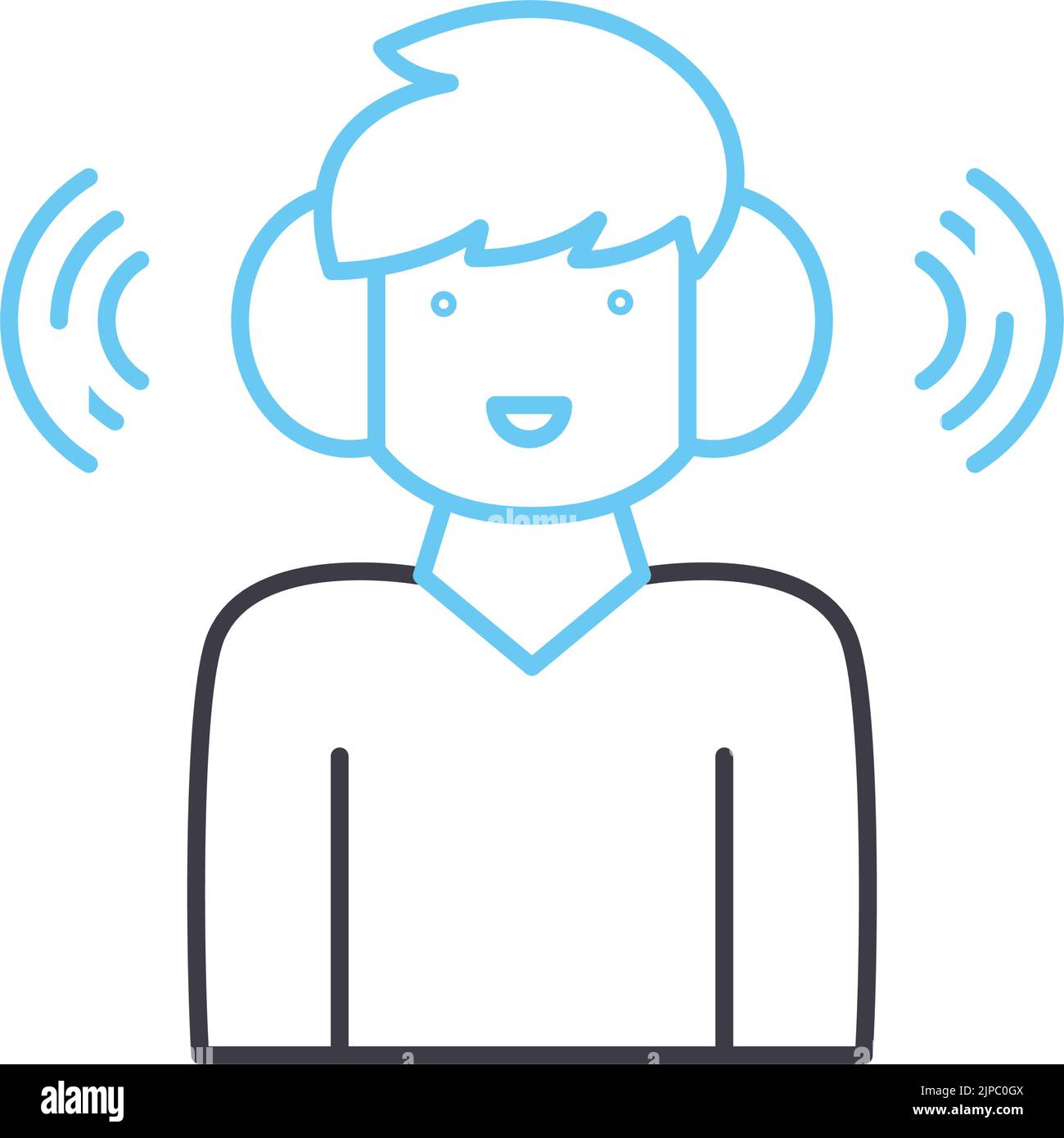 icône de ligne d'écoute, symbole de contour, illustration vectorielle, signe de concept Illustration de Vecteur
