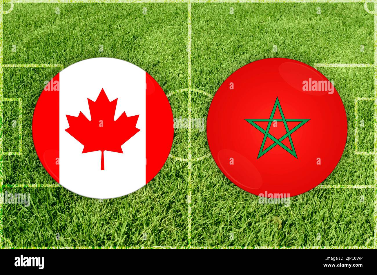Illustration du match de football Canada contre Maroc Banque D'Images