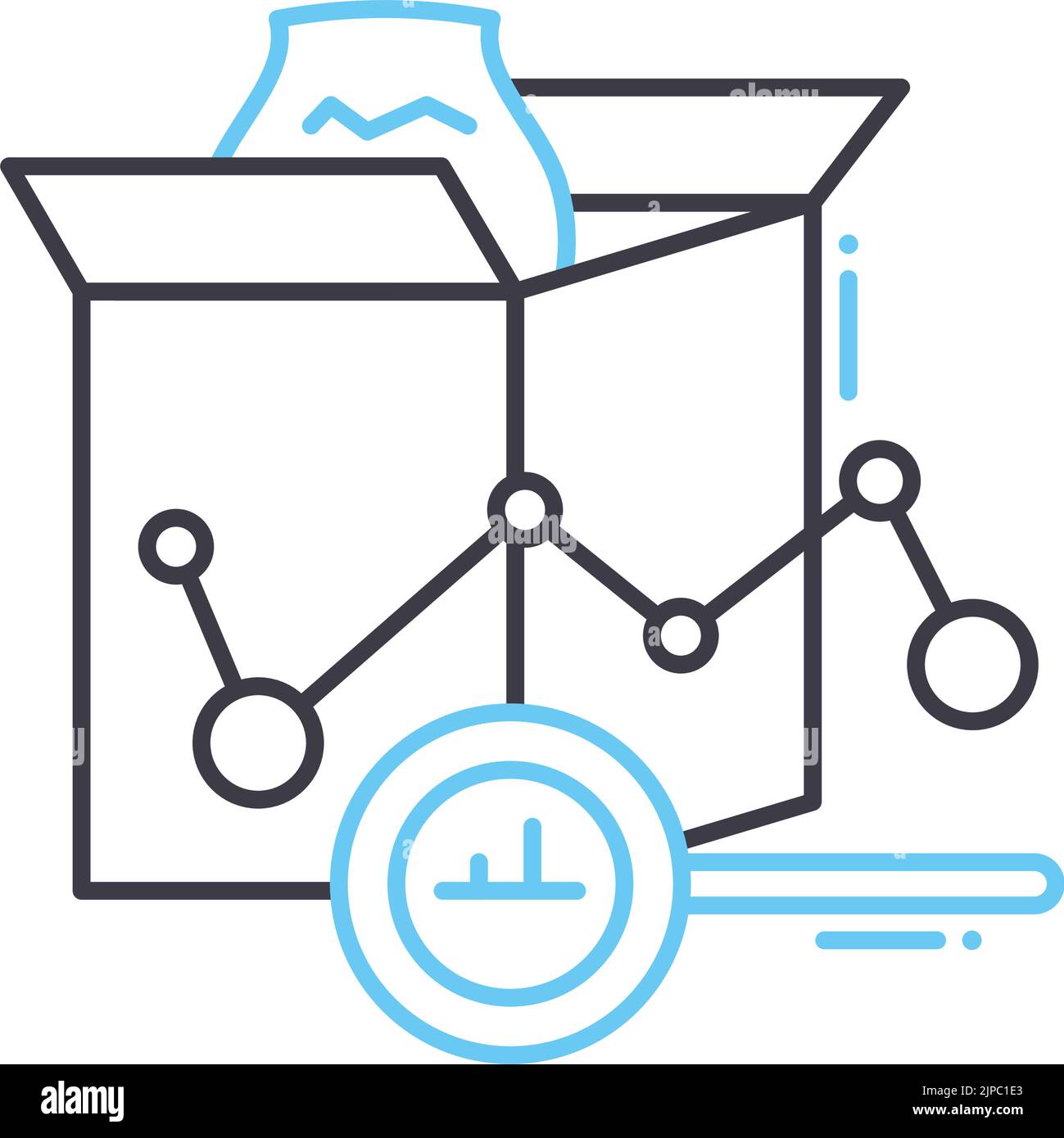 icône de ligne de recherche de produit, symbole de contour, illustration vectorielle, signe de concept Illustration de Vecteur