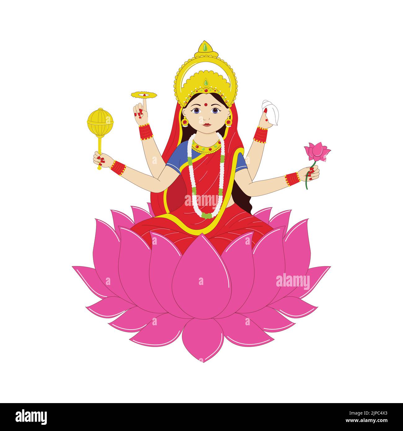 La Déesse indienne Siddhidatri Sculpture sur fond blanc. Illustration de Vecteur