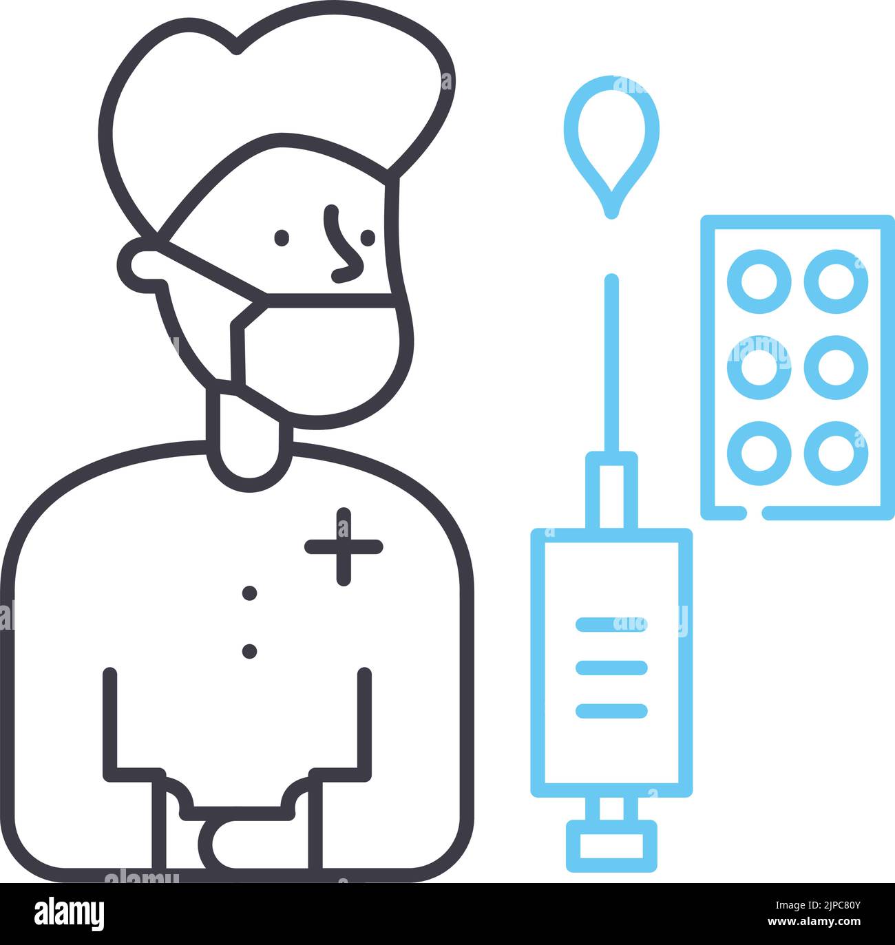 icône de ligne de guérisseur, symbole de contour, illustration vectorielle, signe de concept Illustration de Vecteur