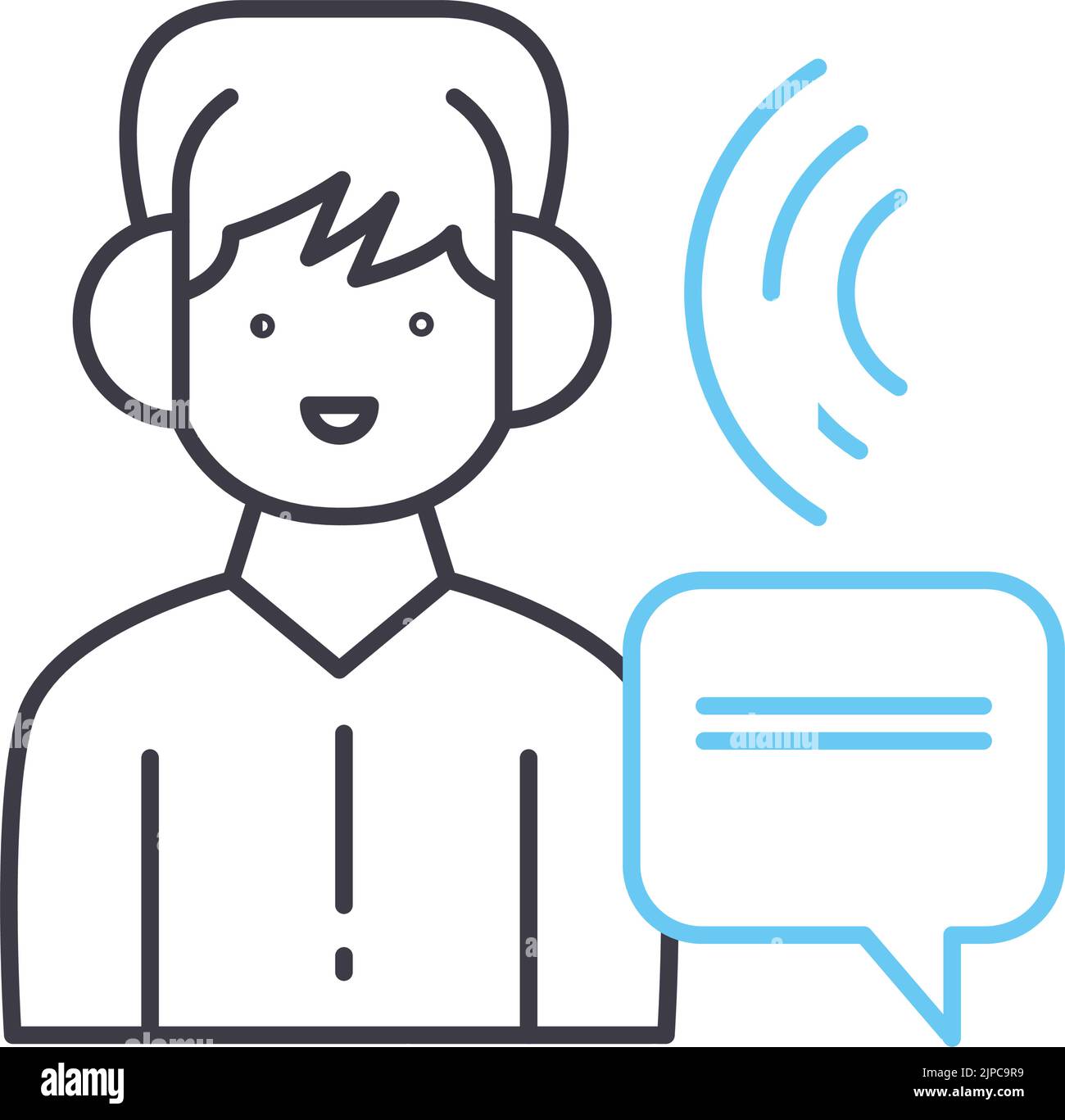 icône de ligne d'écoute, symbole de contour, illustration vectorielle, signe de concept Illustration de Vecteur
