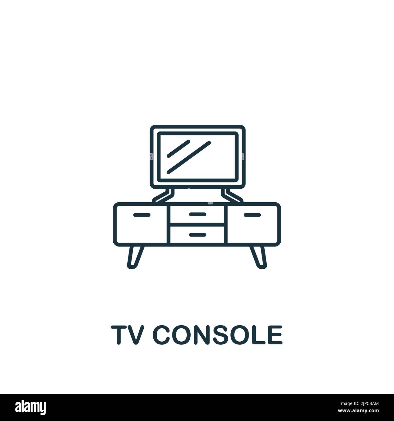 Icône de la console TV. Line simple Interior Furniture Icon pour modèles, web design et infographies Illustration de Vecteur
